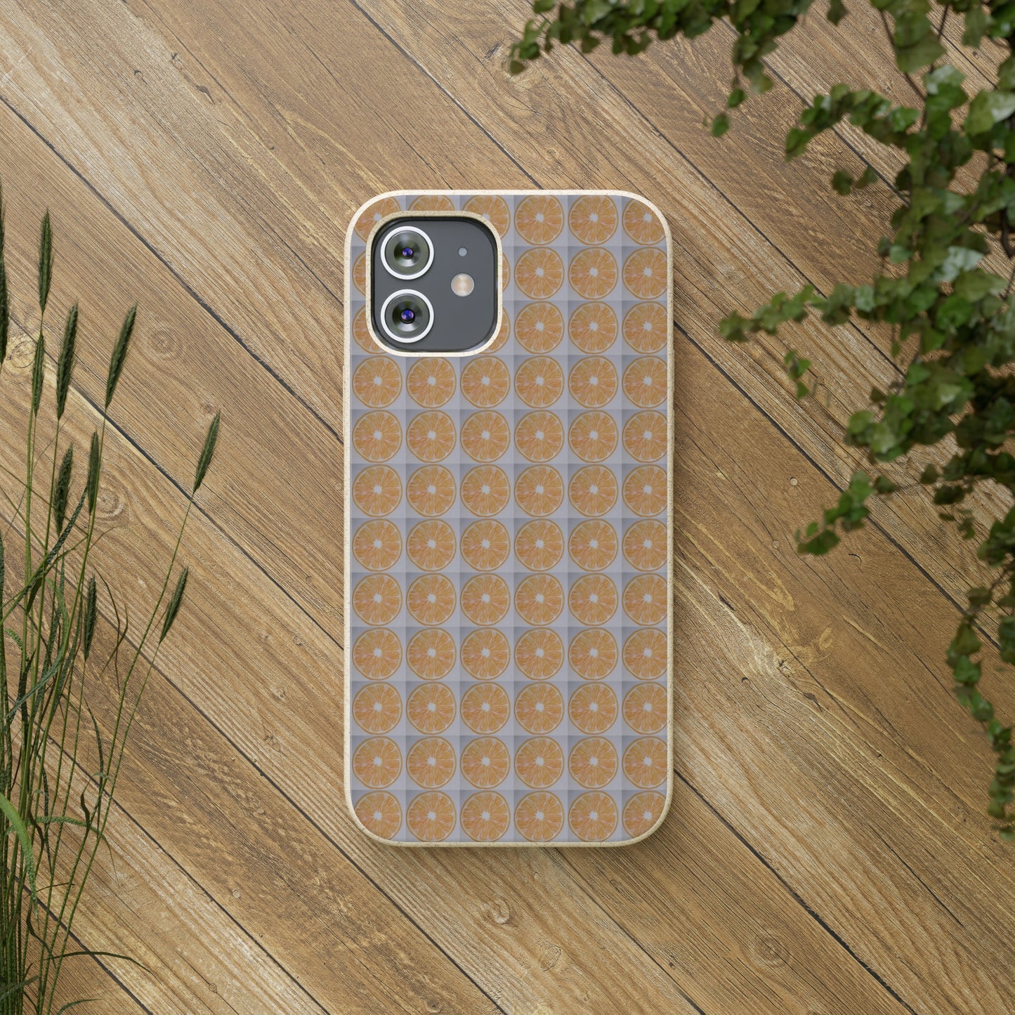 Biodegradable Phone Case Printed with Orange Drawing - art under moonlight