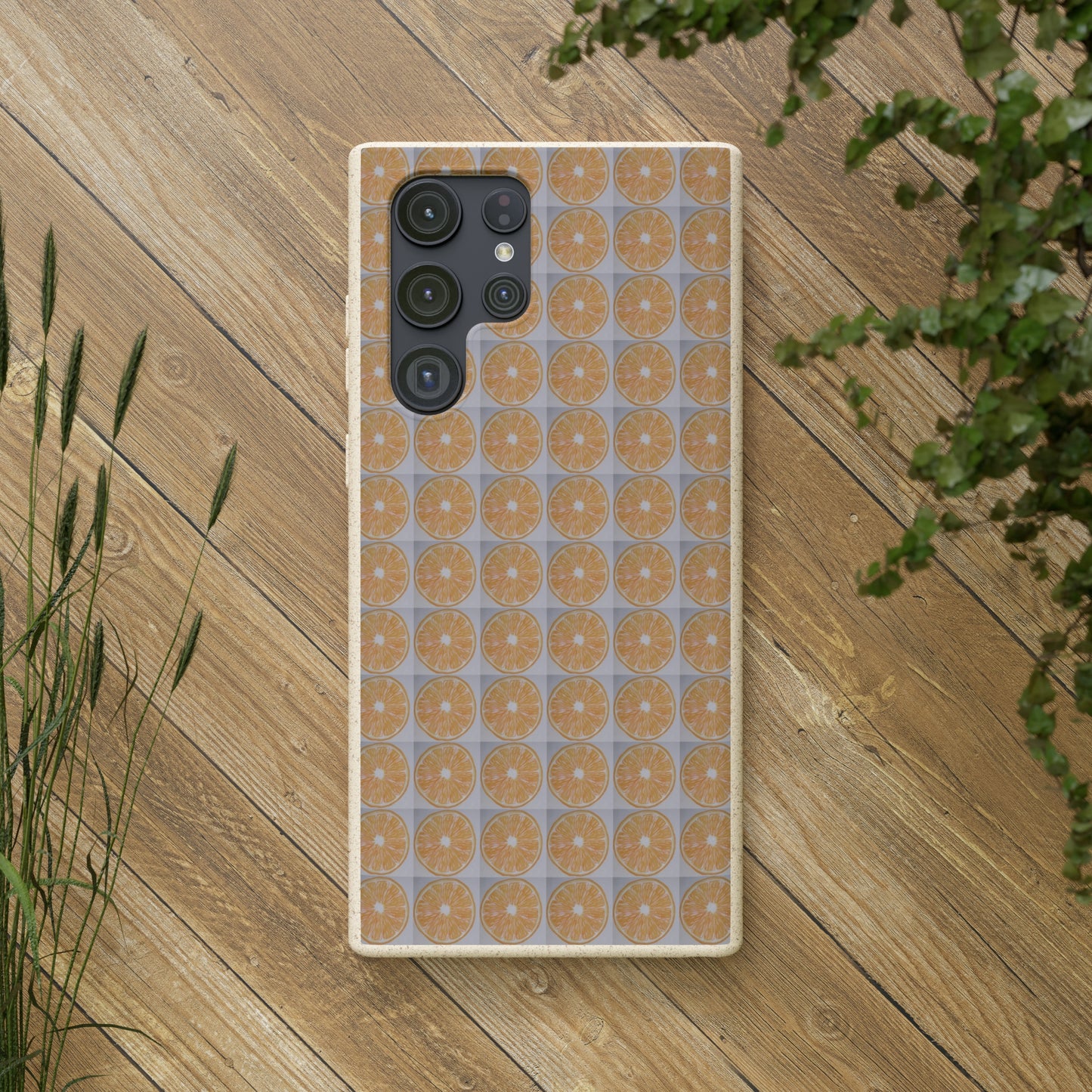 Biodegradable Phone Case Printed with Orange Drawing - art under moonlight