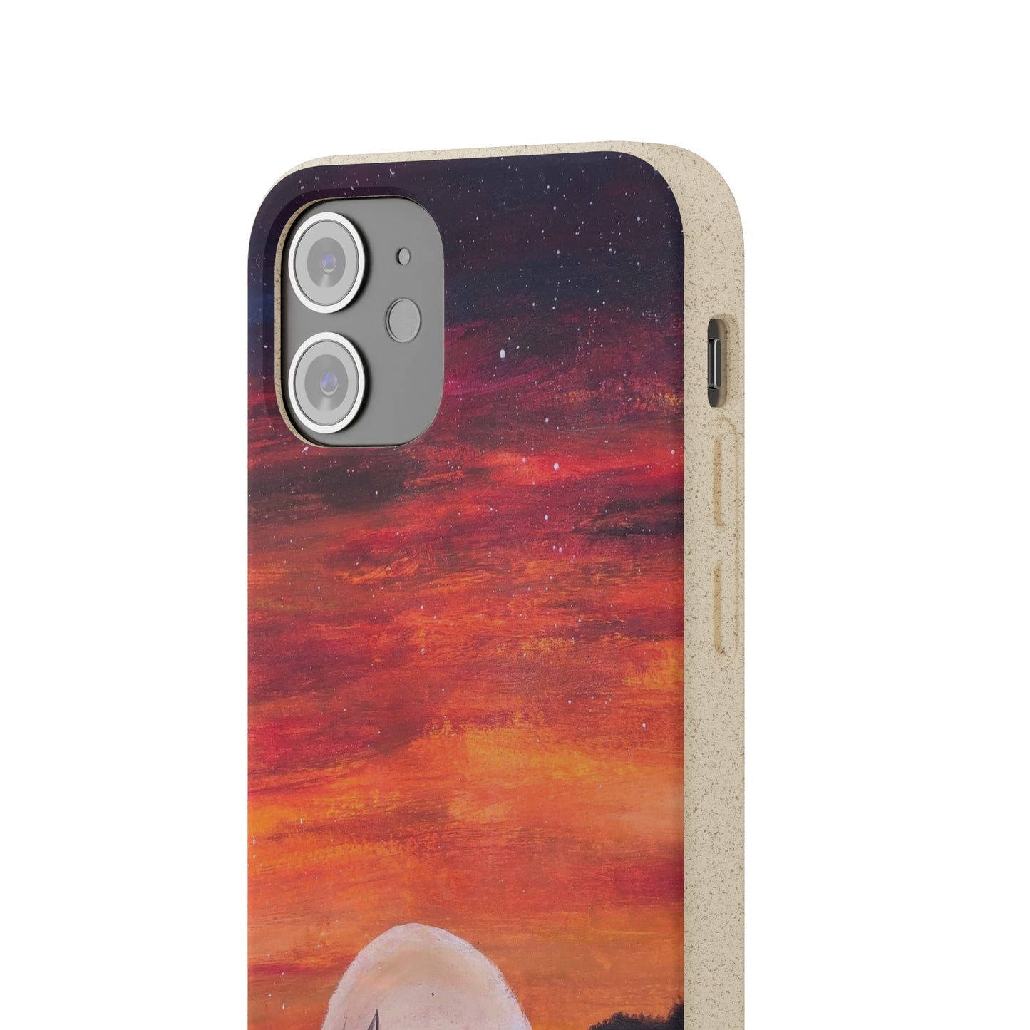 Biodegradable Phone Case Printed with "Setting Sun, Rising Moon" - art under moonlight