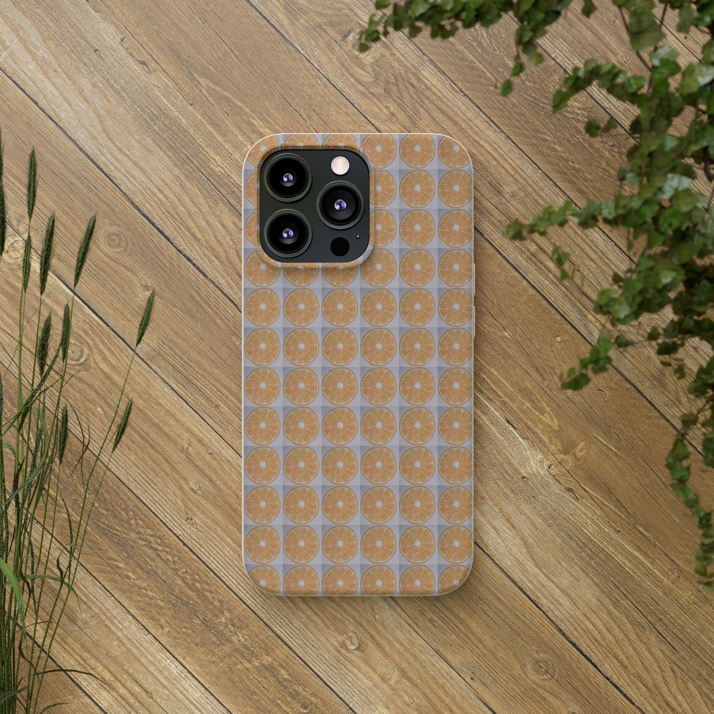 Biodegradable Phone Case Printed with Orange Drawing - art under moonlight