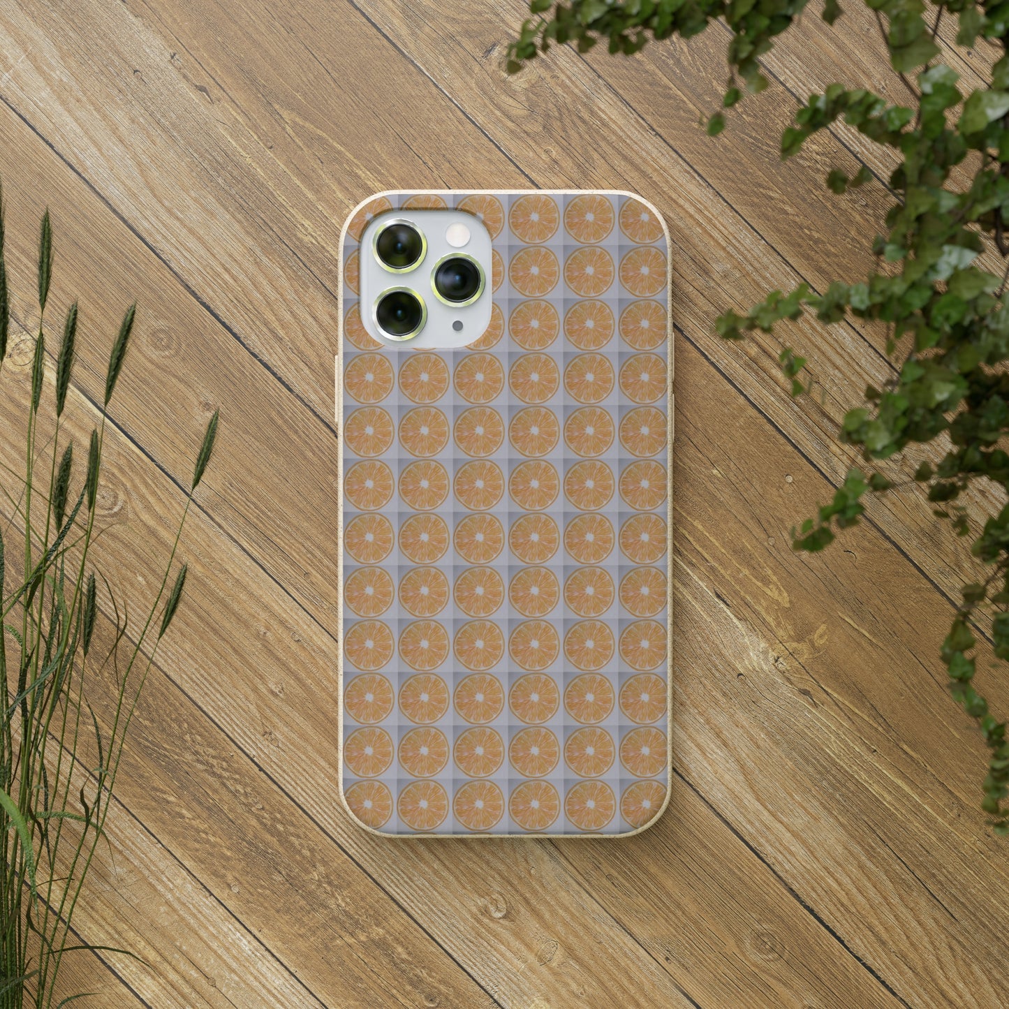 Biodegradable Phone Case Printed with Orange Drawing - art under moonlight