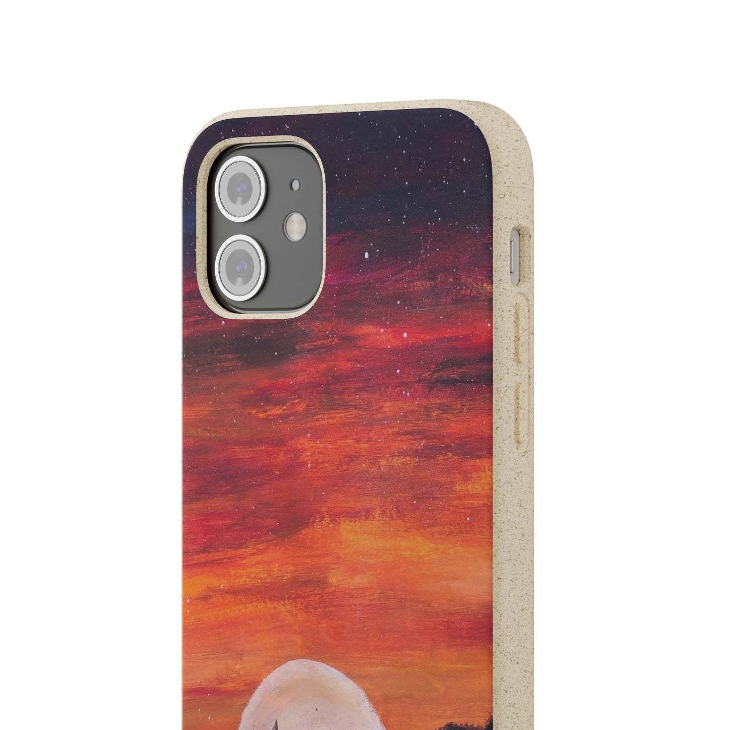 Biodegradable Phone Case Printed with "Setting Sun, Rising Moon" - art under moonlight