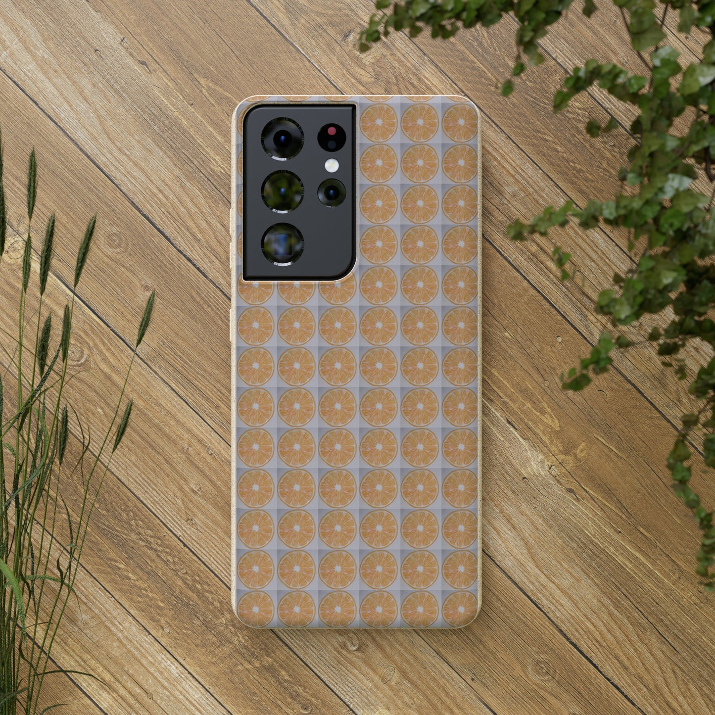Biodegradable Phone Case Printed with Orange Drawing - art under moonlight