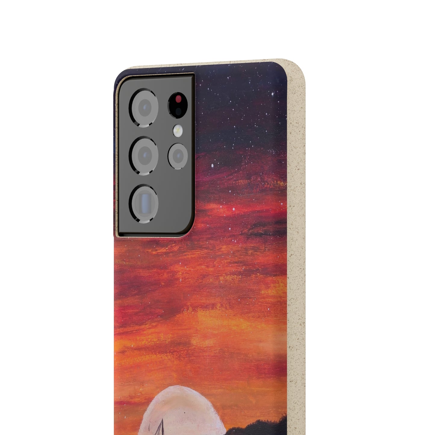 Biodegradable Phone Case Printed with "Setting Sun, Rising Moon" - art under moonlight
