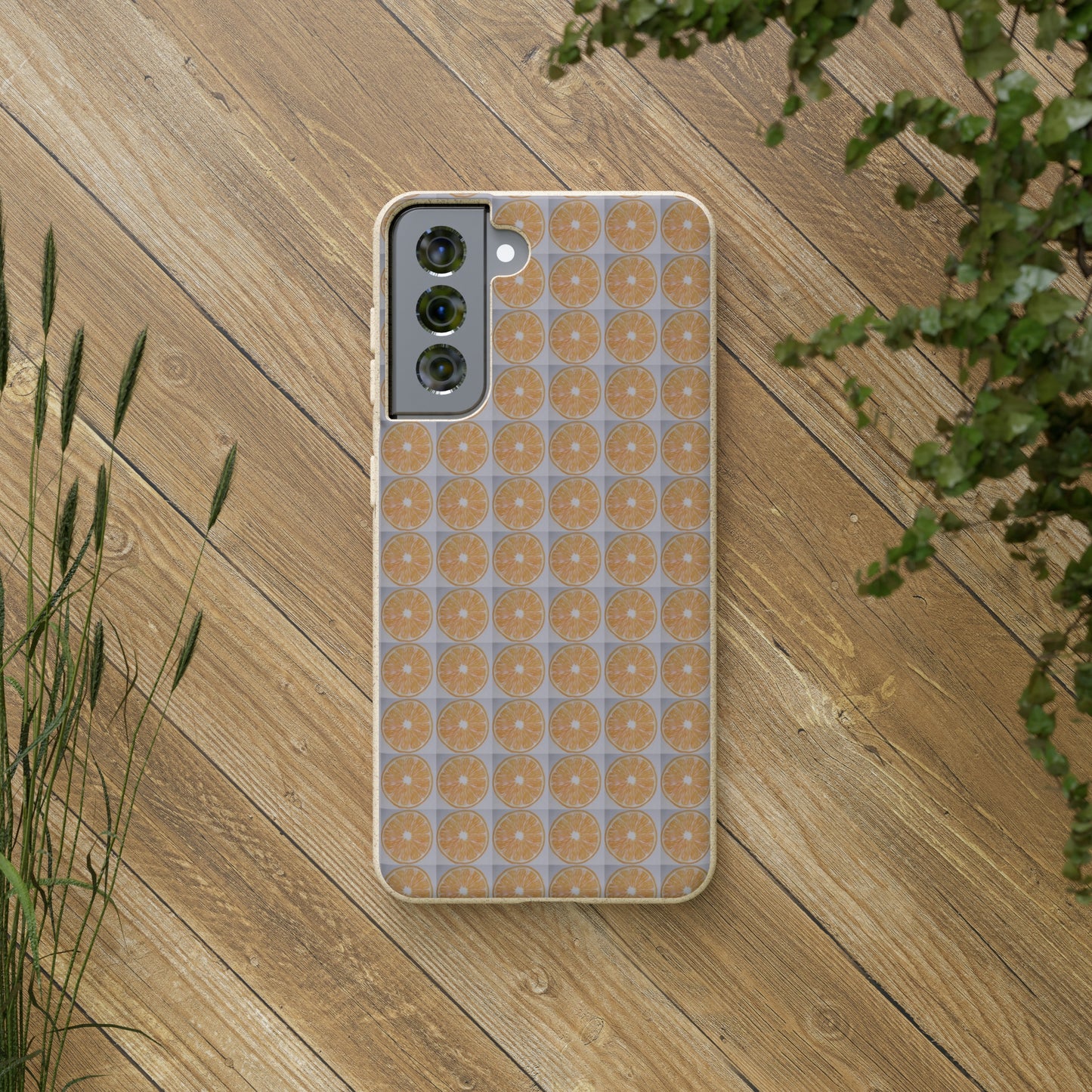 Biodegradable Phone Case Printed with Orange Drawing - art under moonlight