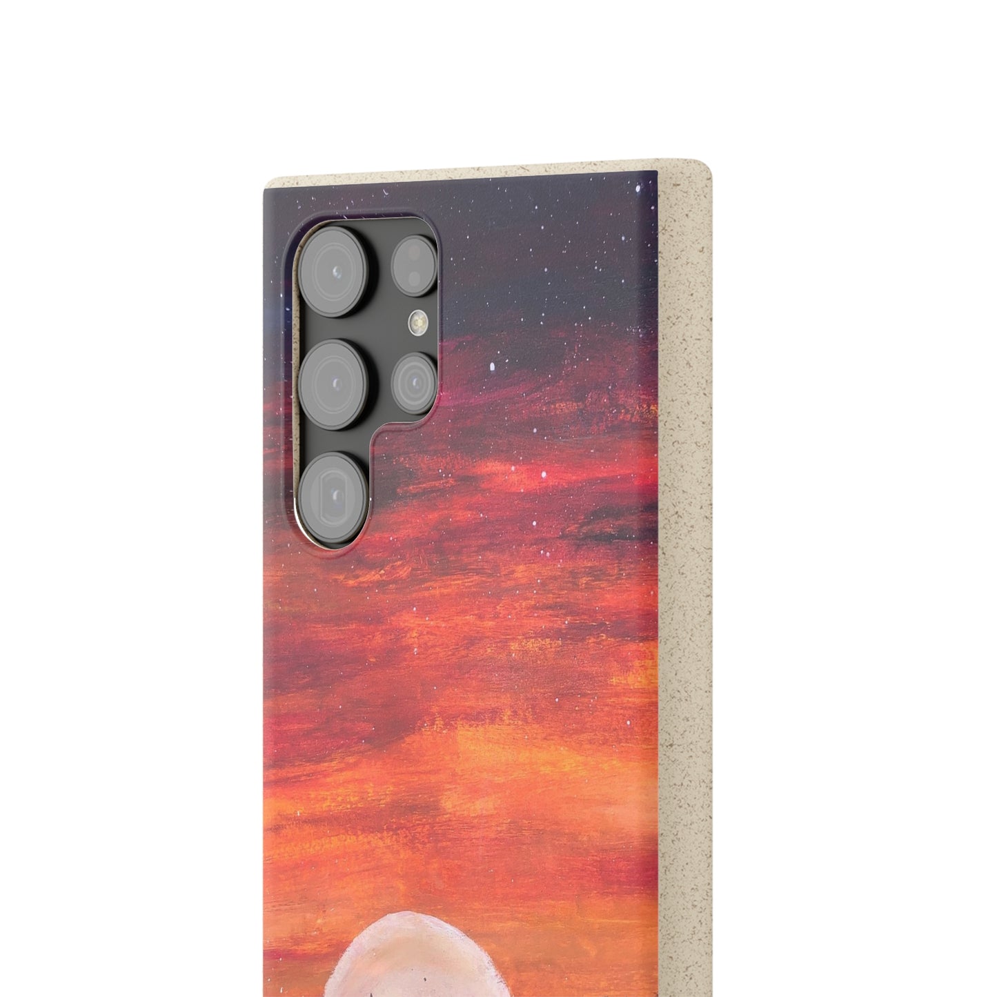 Biodegradable Phone Case Printed with "Setting Sun, Rising Moon" - art under moonlight