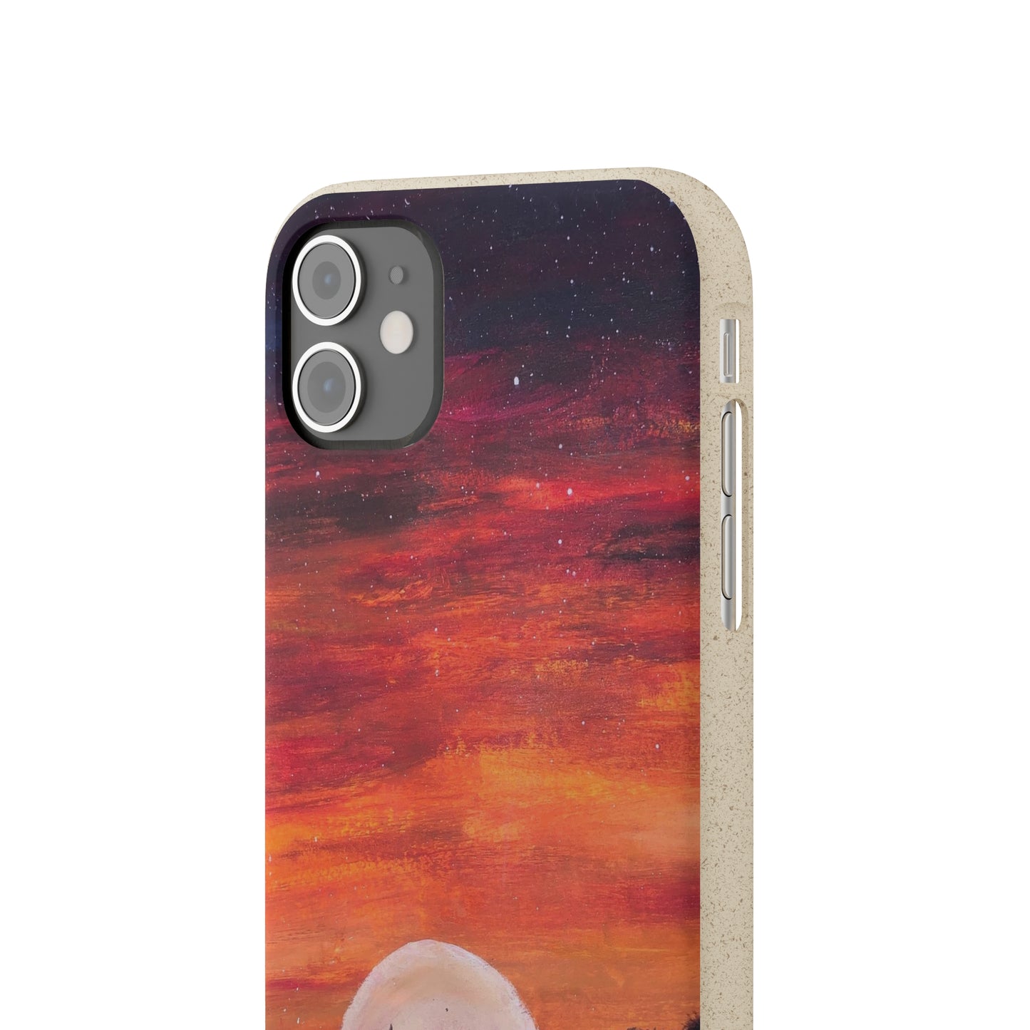 Biodegradable Phone Case Printed with "Setting Sun, Rising Moon" - art under moonlight