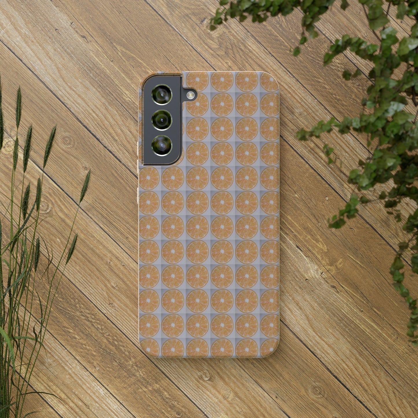 Biodegradable Phone Case Printed with Orange Drawing - art under moonlight