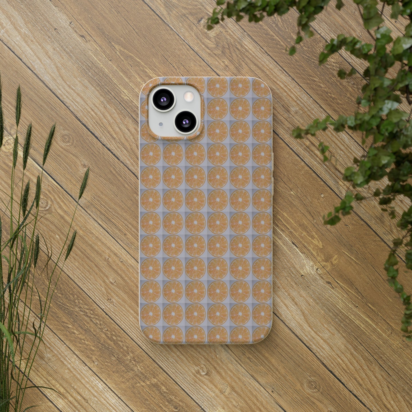 Biodegradable Phone Case Printed with Orange Drawing - art under moonlight
