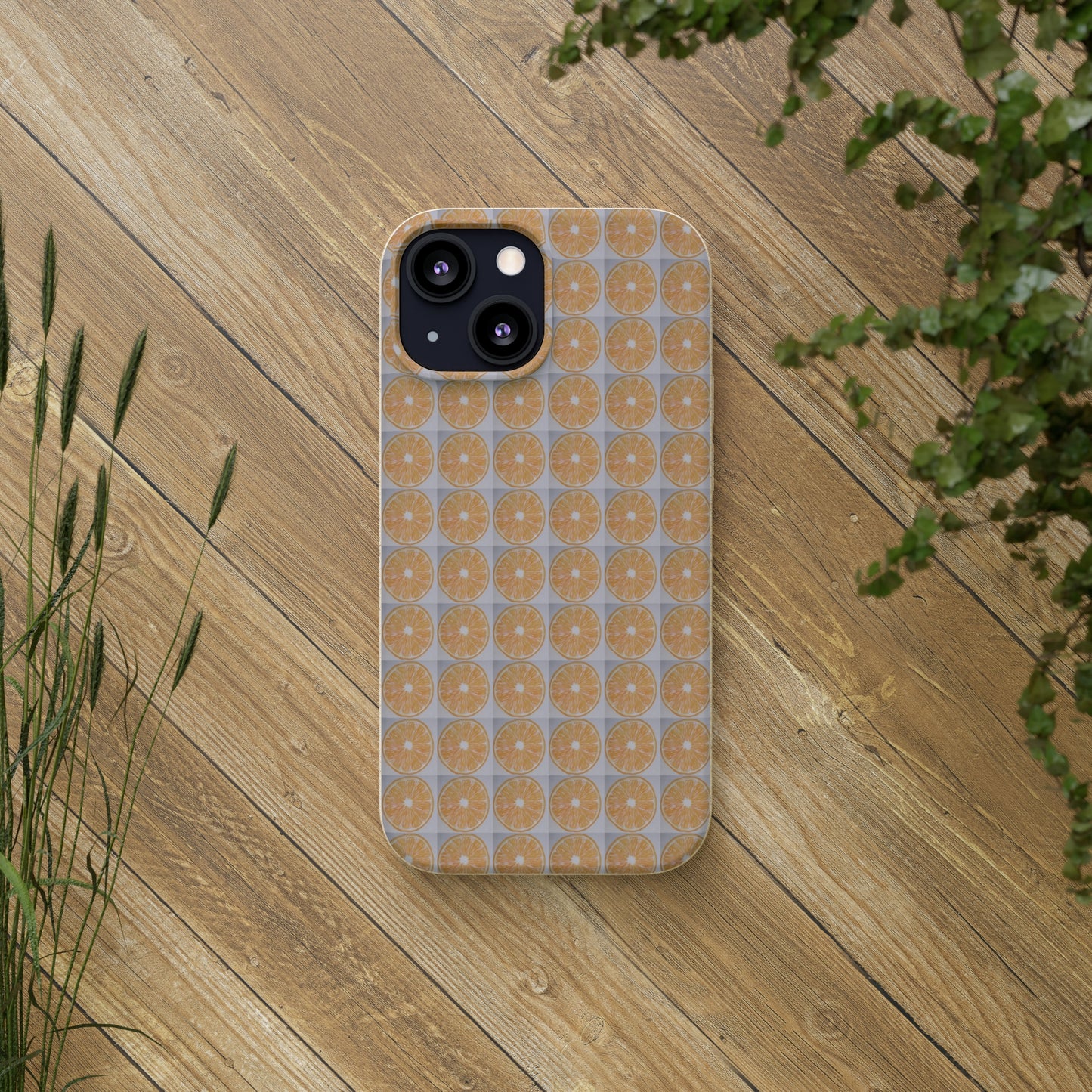 Biodegradable Phone Case Printed with Orange Drawing - art under moonlight