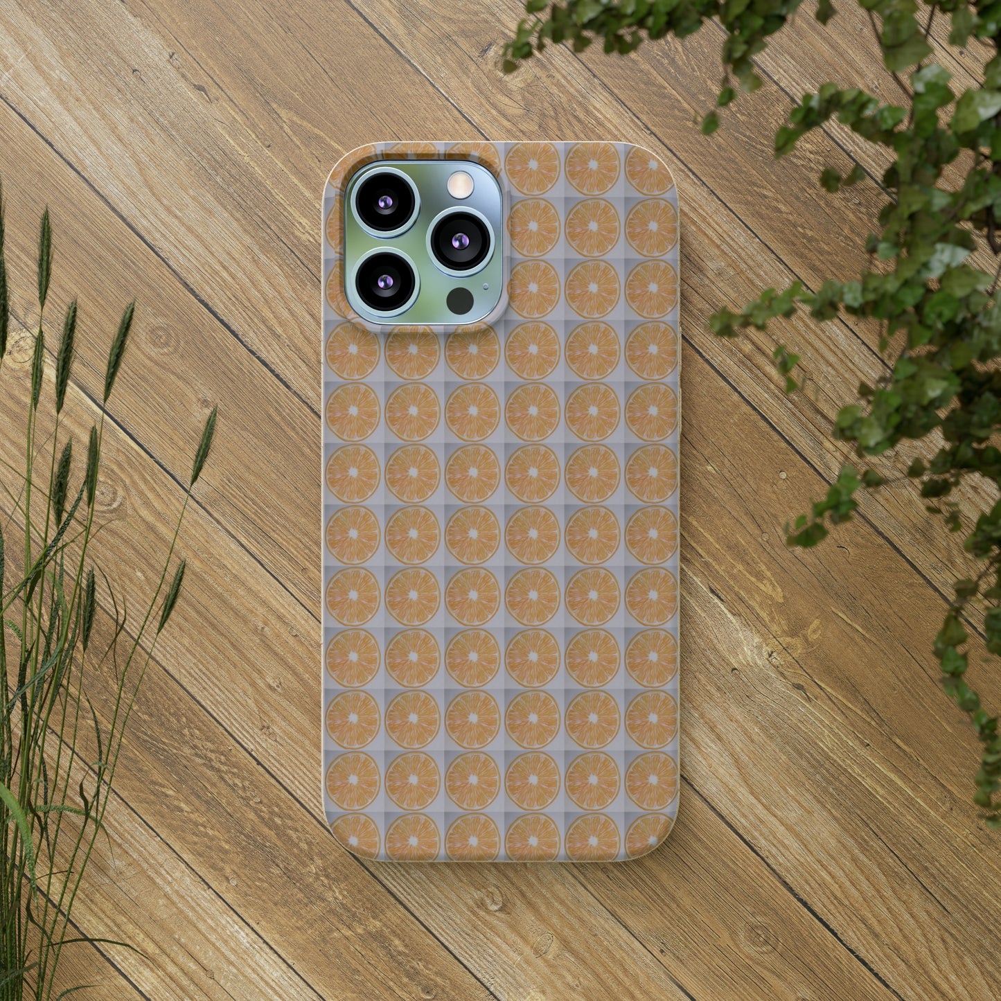 Biodegradable Phone Case Printed with Orange Drawing - art under moonlight