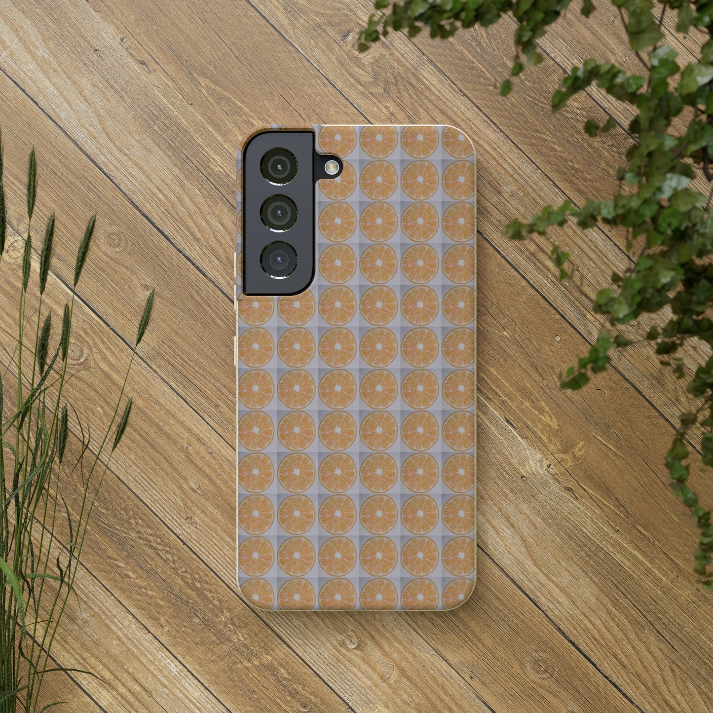 Biodegradable Phone Case Printed with Orange Drawing - art under moonlight