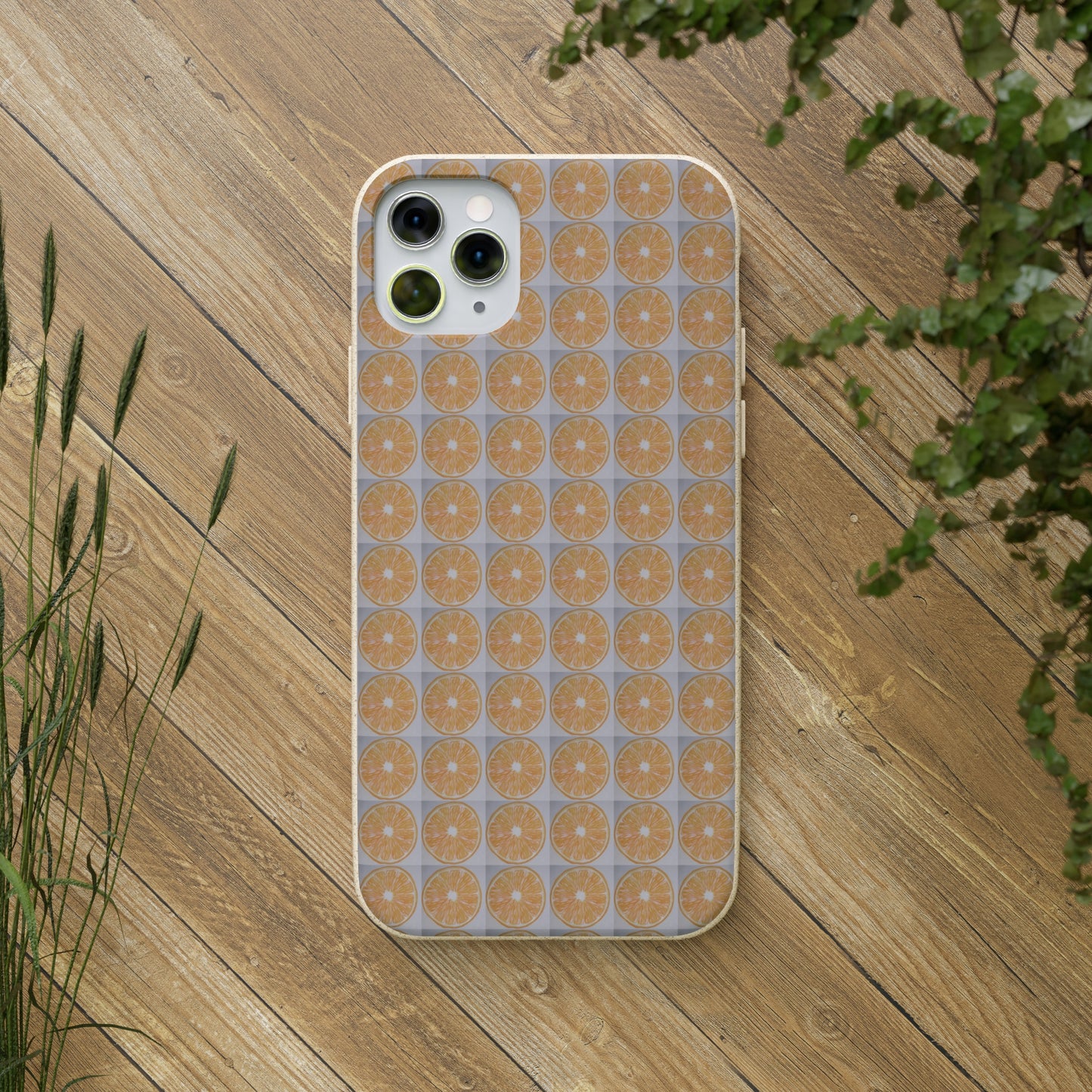 Biodegradable Phone Case Printed with Orange Drawing - art under moonlight