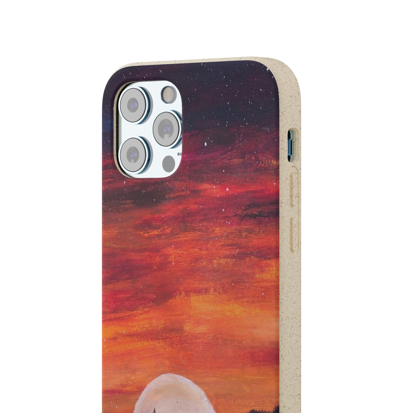 Biodegradable Phone Case Printed with "Setting Sun, Rising Moon" - art under moonlight