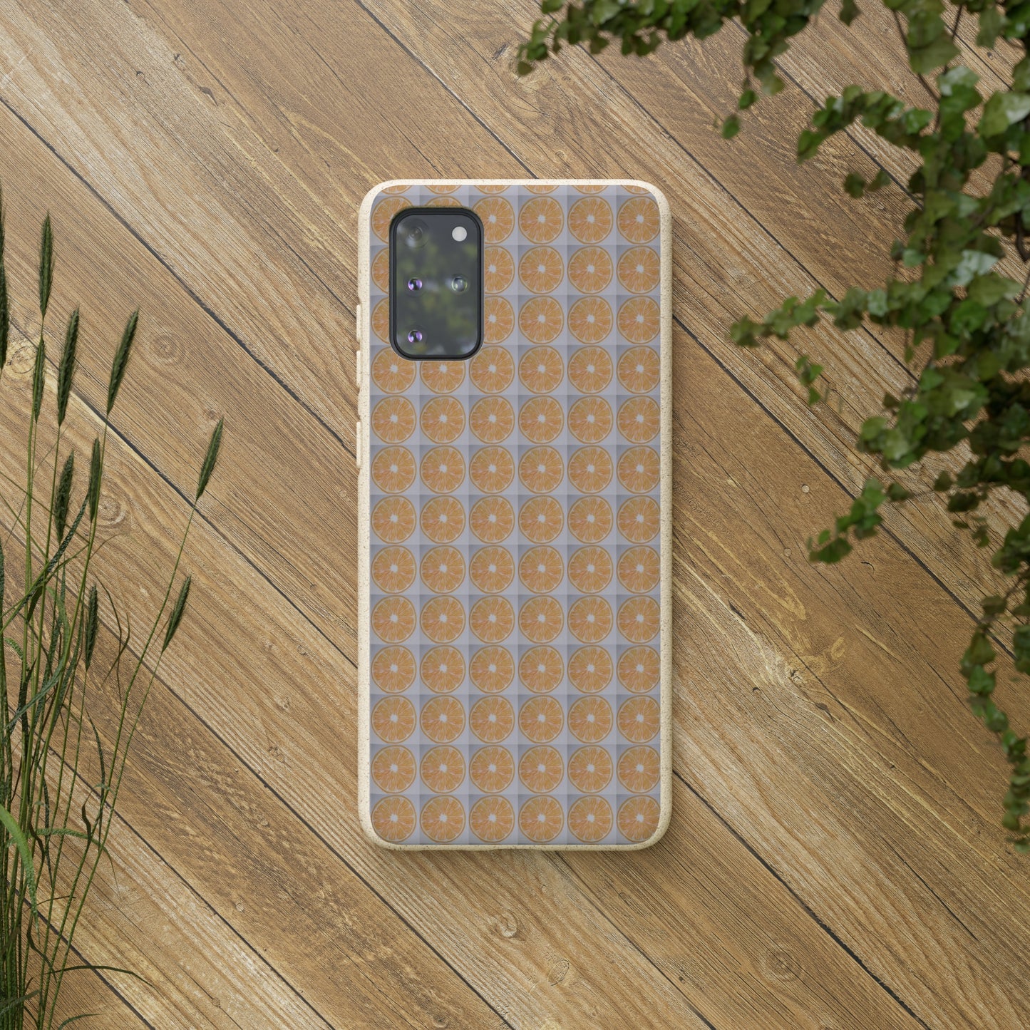 Biodegradable Phone Case Printed with Orange Drawing - art under moonlight