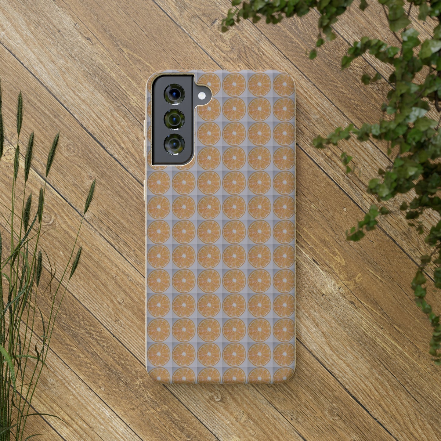 Biodegradable Phone Case Printed with Orange Drawing - art under moonlight