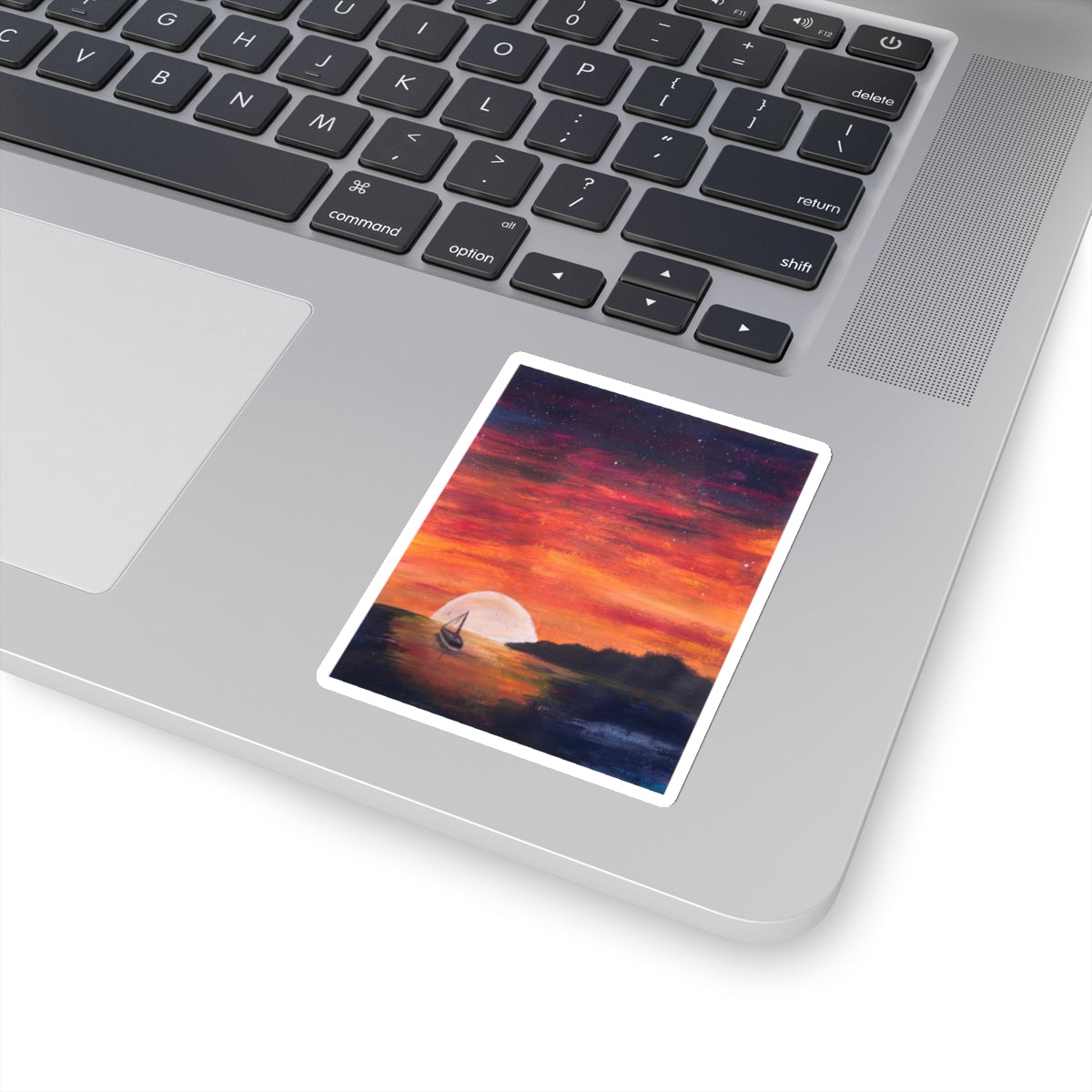 Vinyl Sticker of "Setting Sun, Rising Moon" - art under moonlight