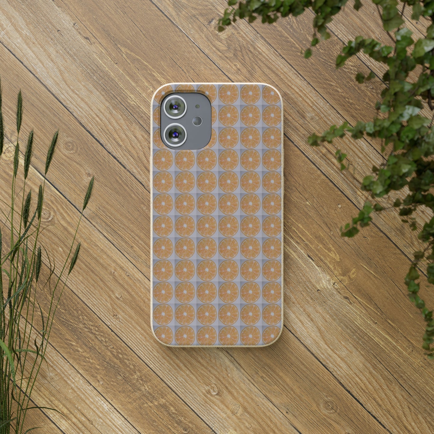 Biodegradable Phone Case Printed with Orange Drawing - art under moonlight