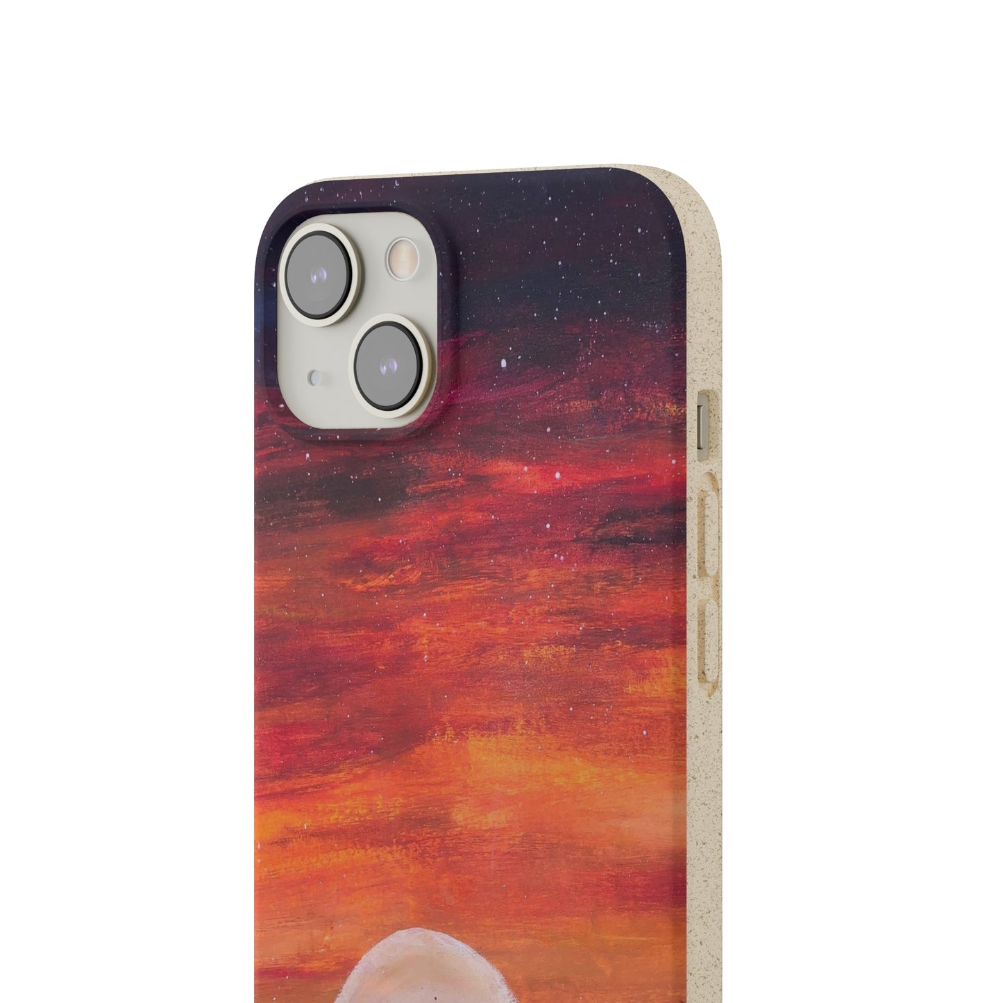 Biodegradable Phone Case Printed with "Setting Sun, Rising Moon" - art under moonlight