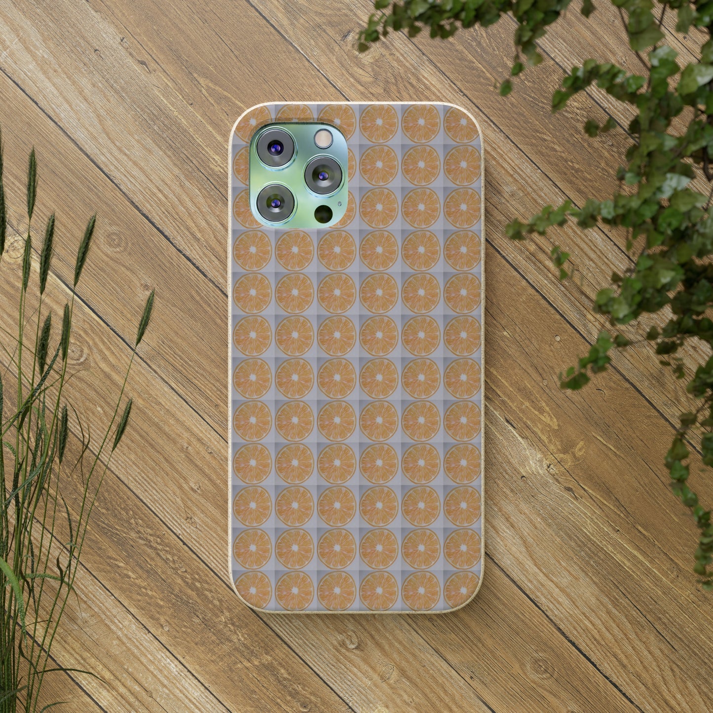 Biodegradable Phone Case Printed with Orange Drawing - art under moonlight