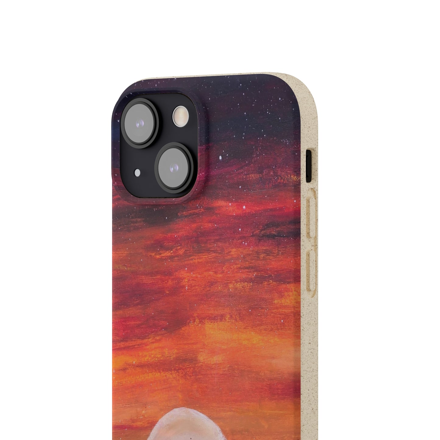 Biodegradable Phone Case Printed with "Setting Sun, Rising Moon" - art under moonlight