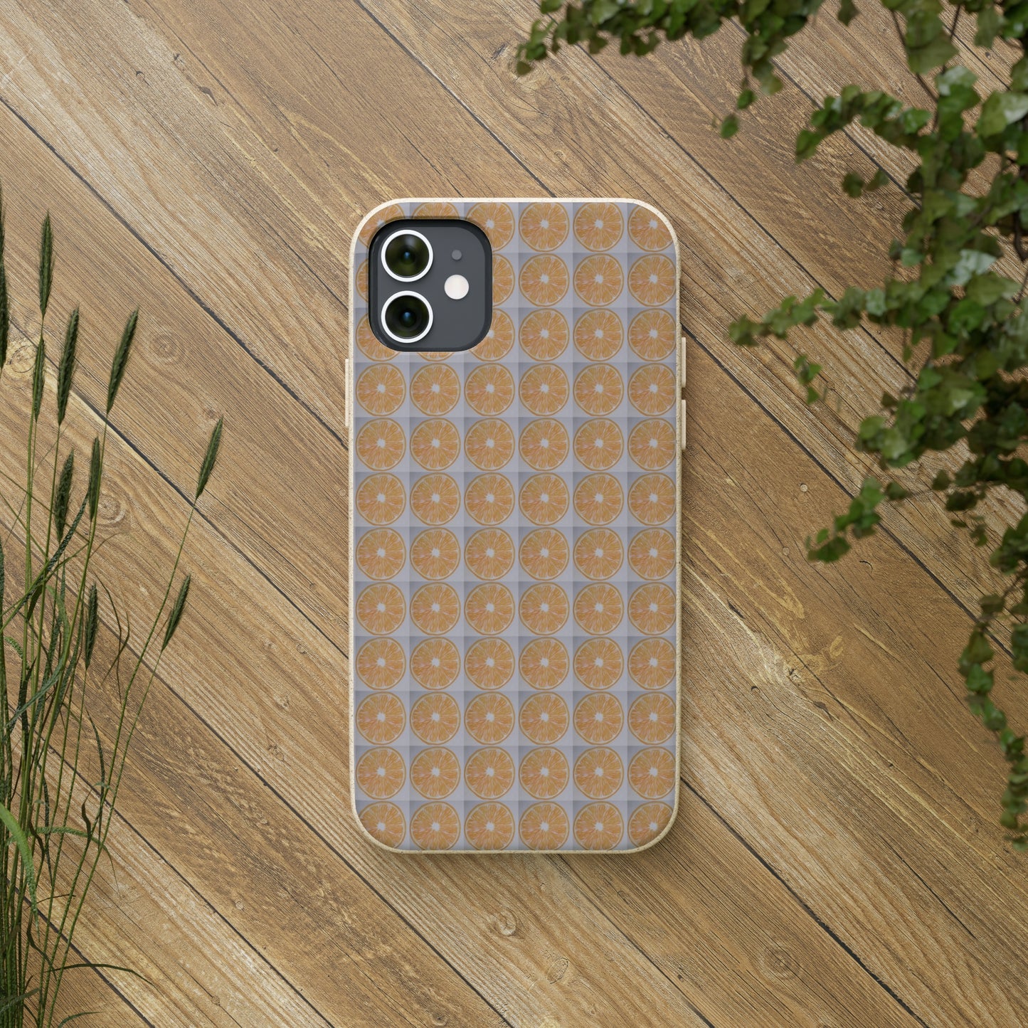 Biodegradable Phone Case Printed with Orange Drawing - art under moonlight