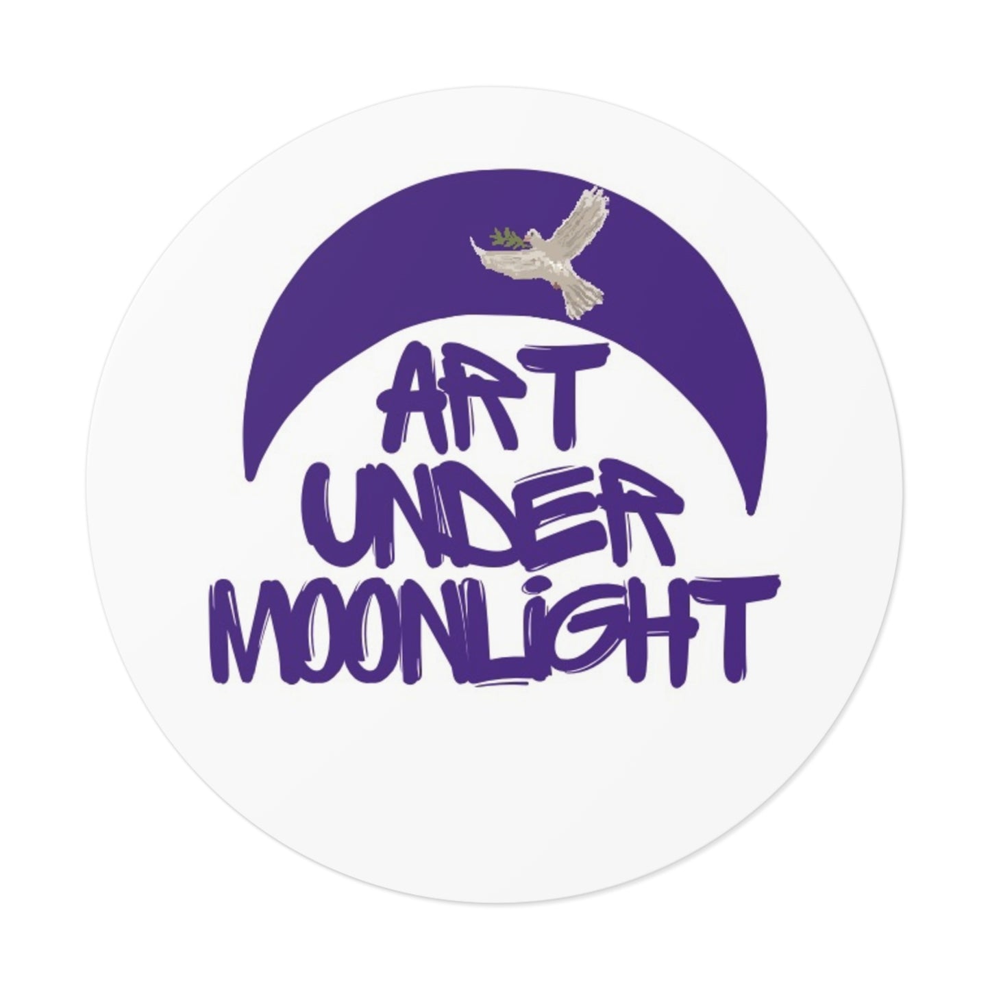Round Vinyl Brand Stickers - art under moonlight