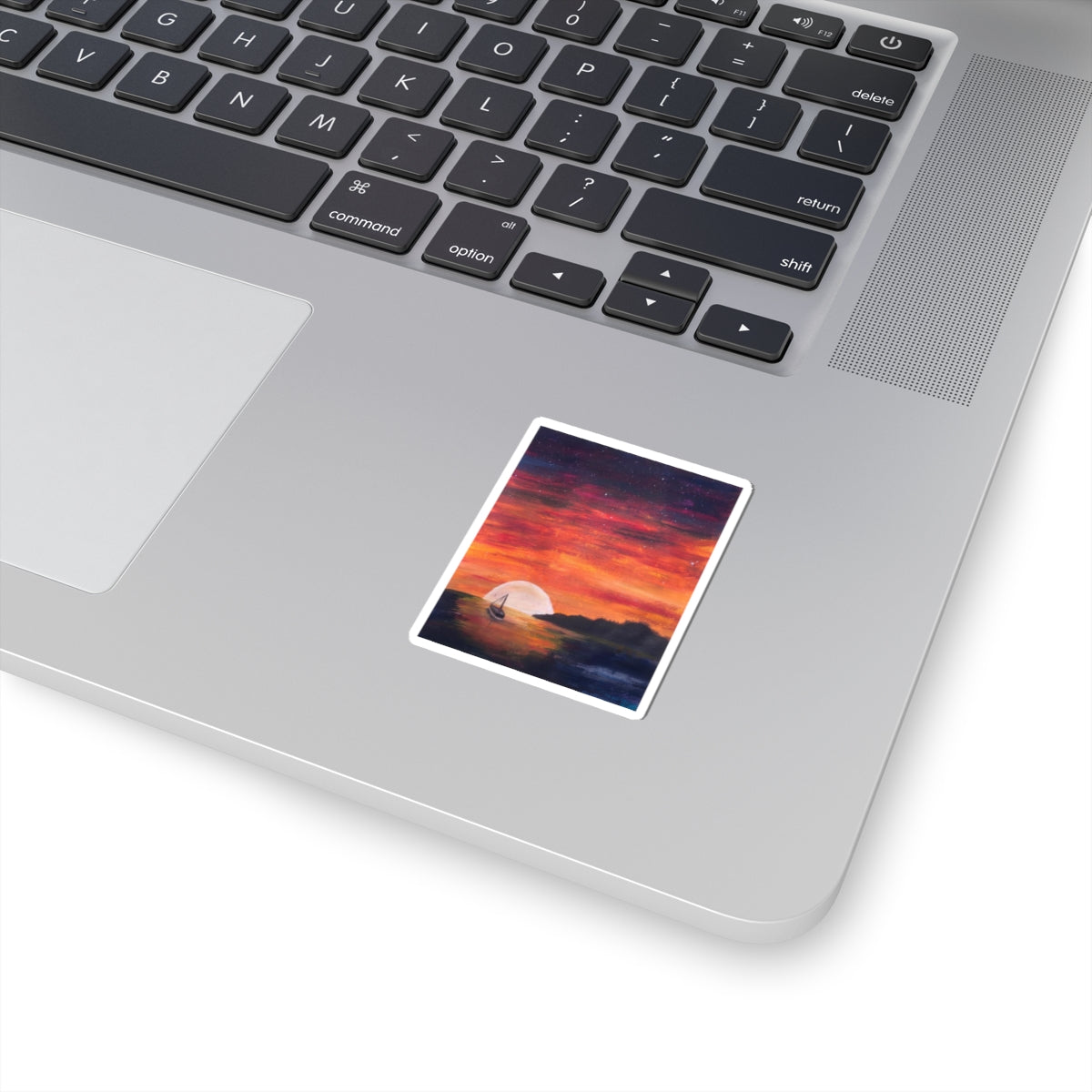 Vinyl Sticker of "Setting Sun, Rising Moon" - art under moonlight