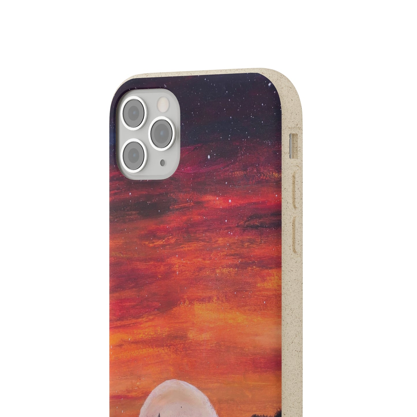Biodegradable Phone Case Printed with "Setting Sun, Rising Moon" - art under moonlight