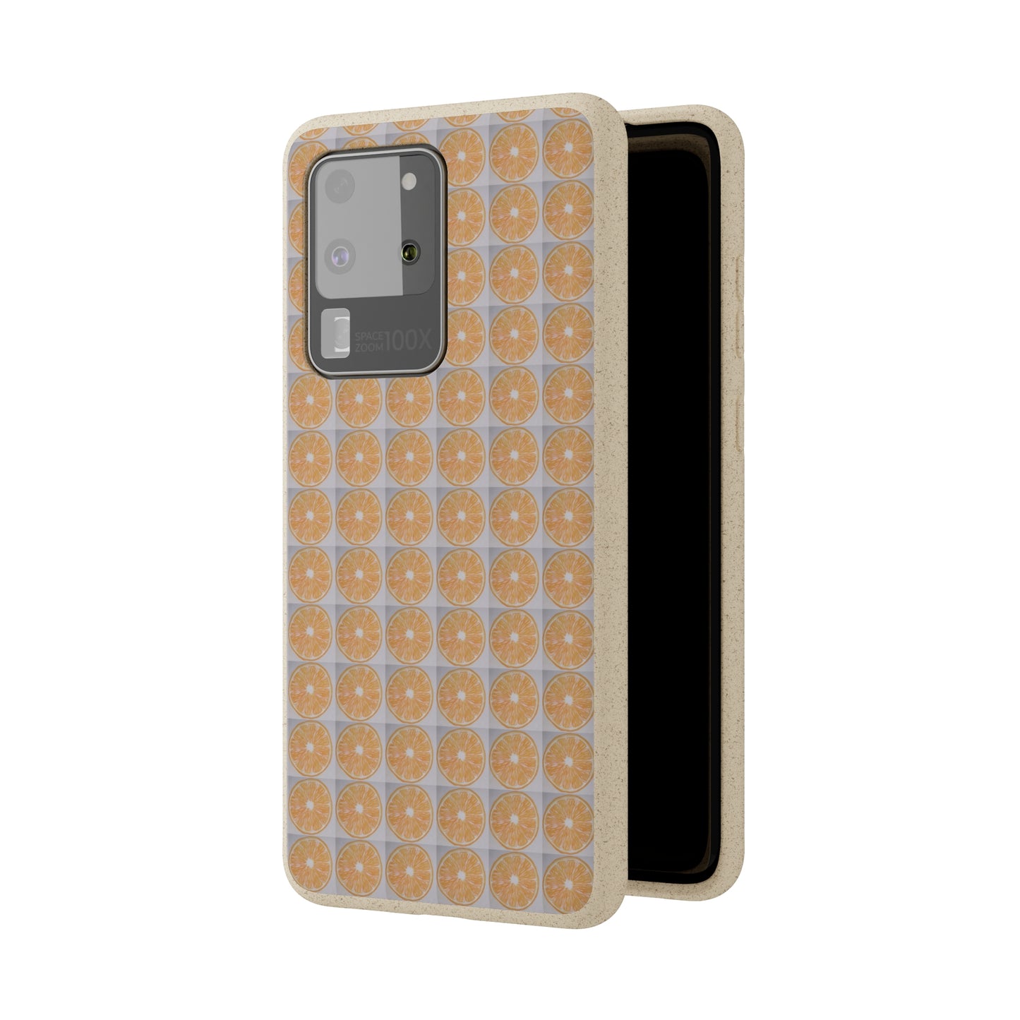 Biodegradable Phone Case Printed with Orange Drawing - art under moonlight