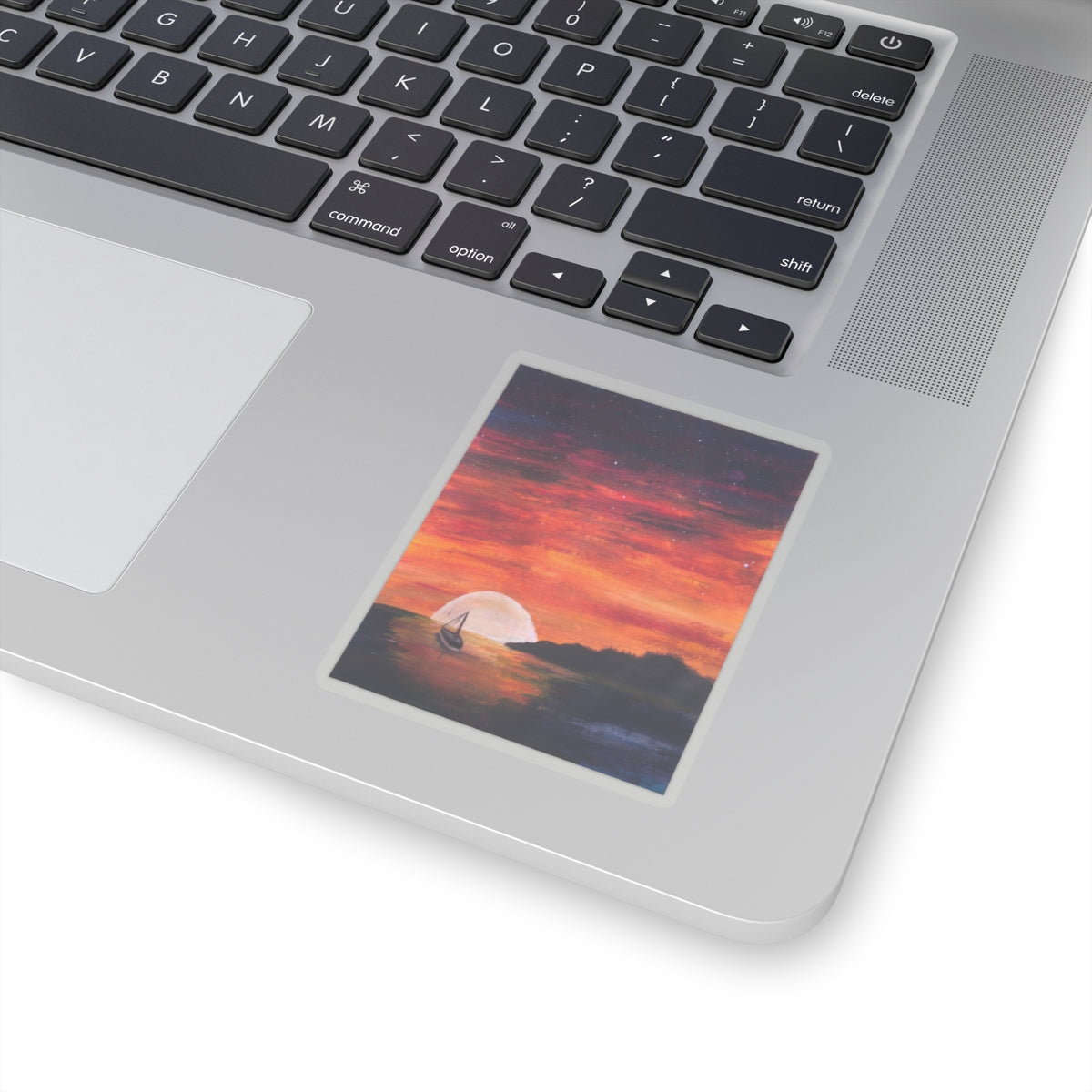 Vinyl Sticker of "Setting Sun, Rising Moon" - art under moonlight