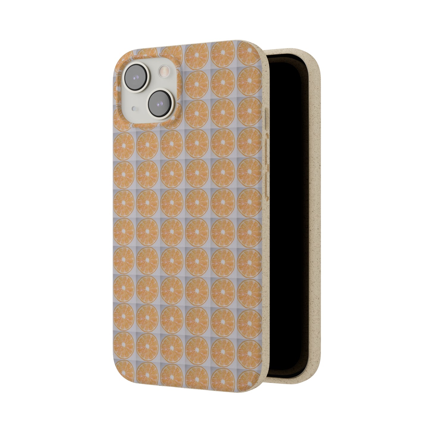 Biodegradable Phone Case Printed with Orange Drawing - art under moonlight