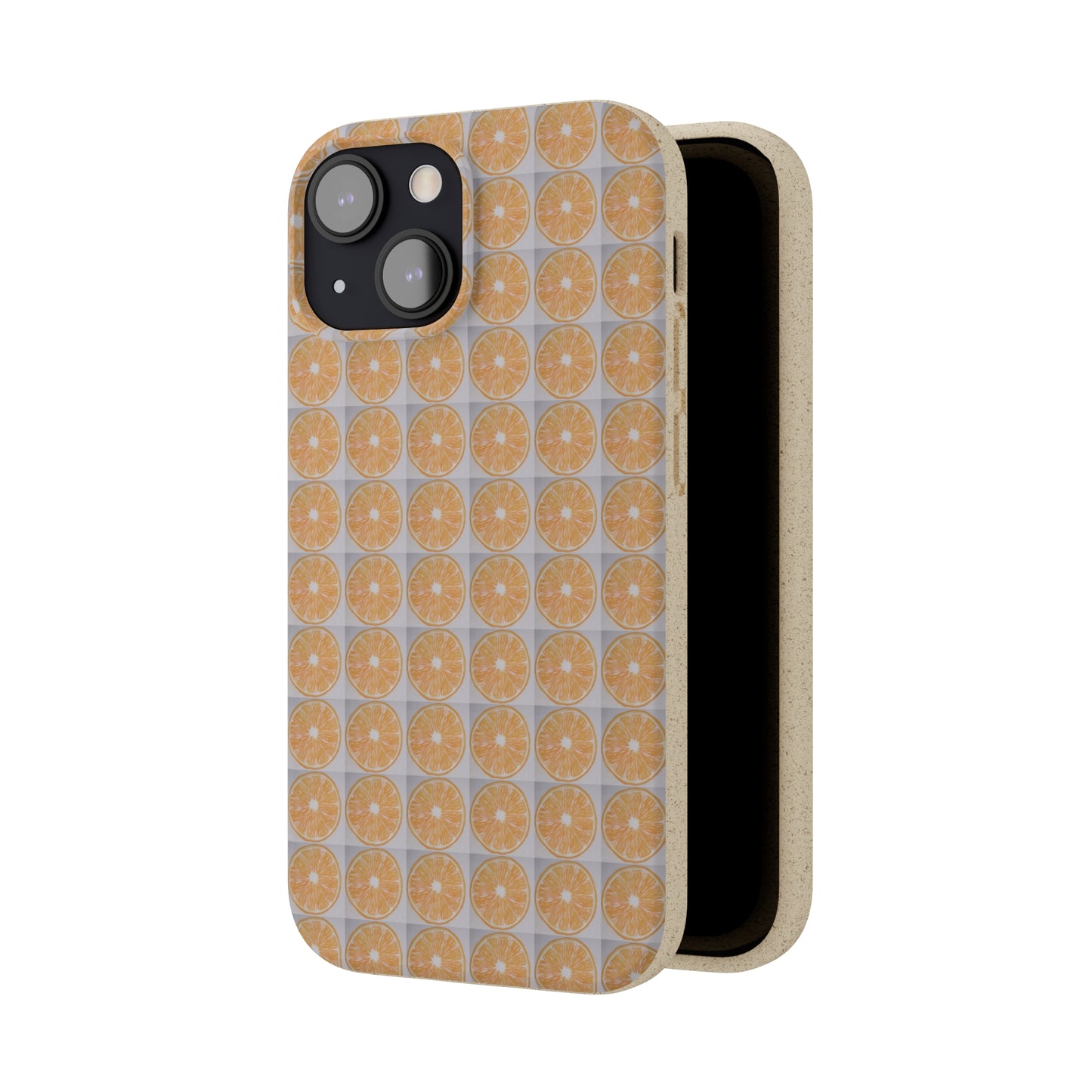 Biodegradable Phone Case Printed with Orange Drawing - art under moonlight