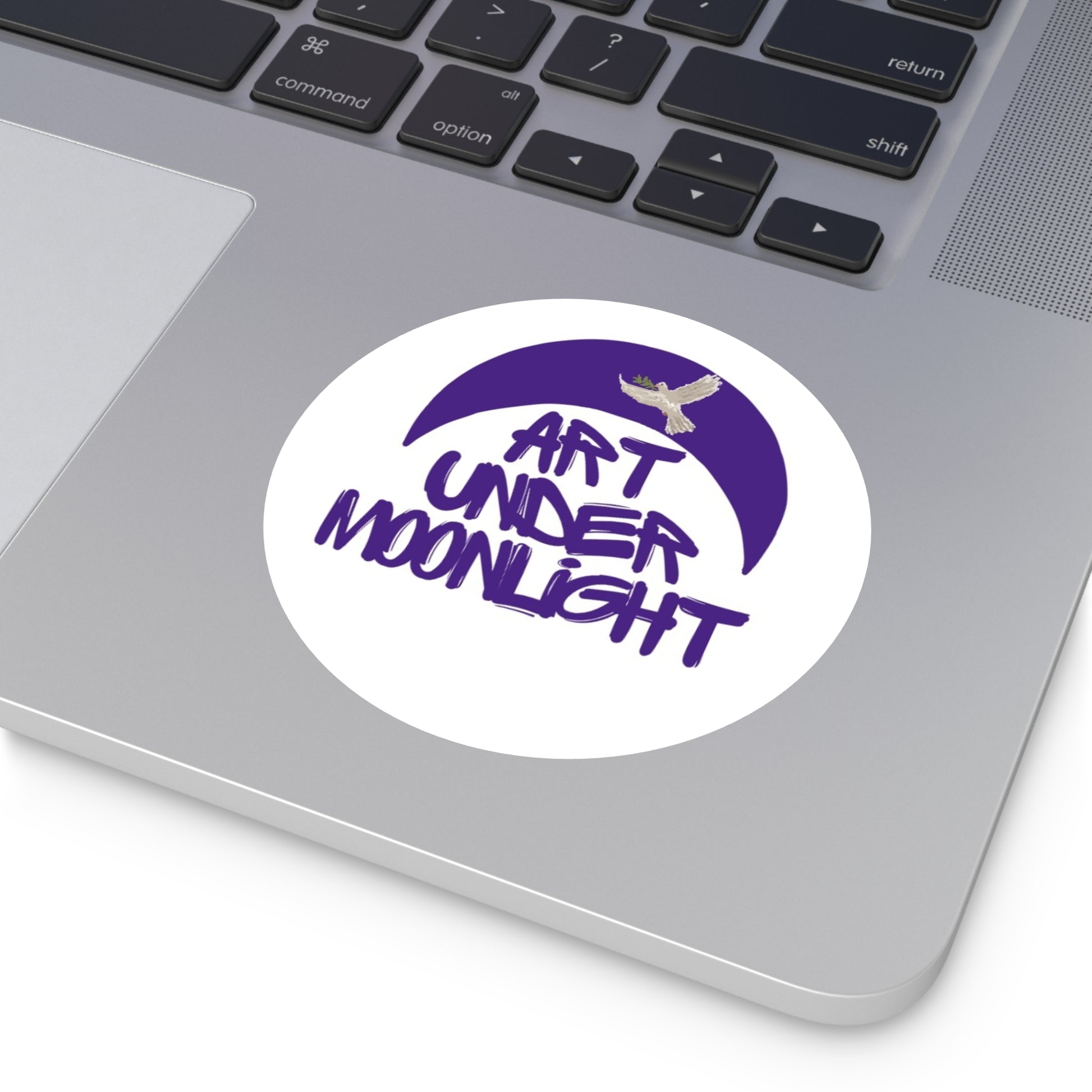 Round Vinyl Brand Stickers - art under moonlight