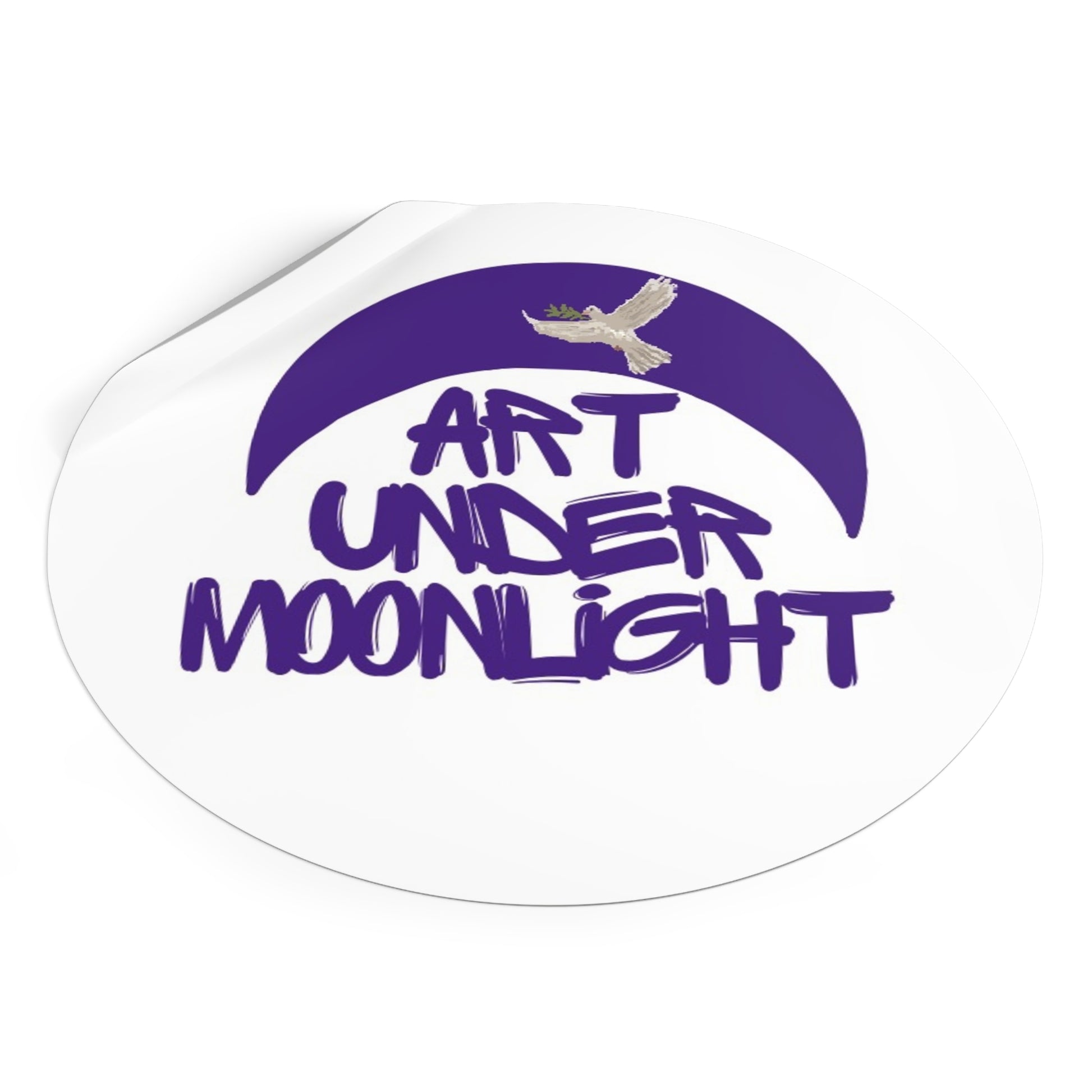 Round Vinyl Brand Stickers - art under moonlight