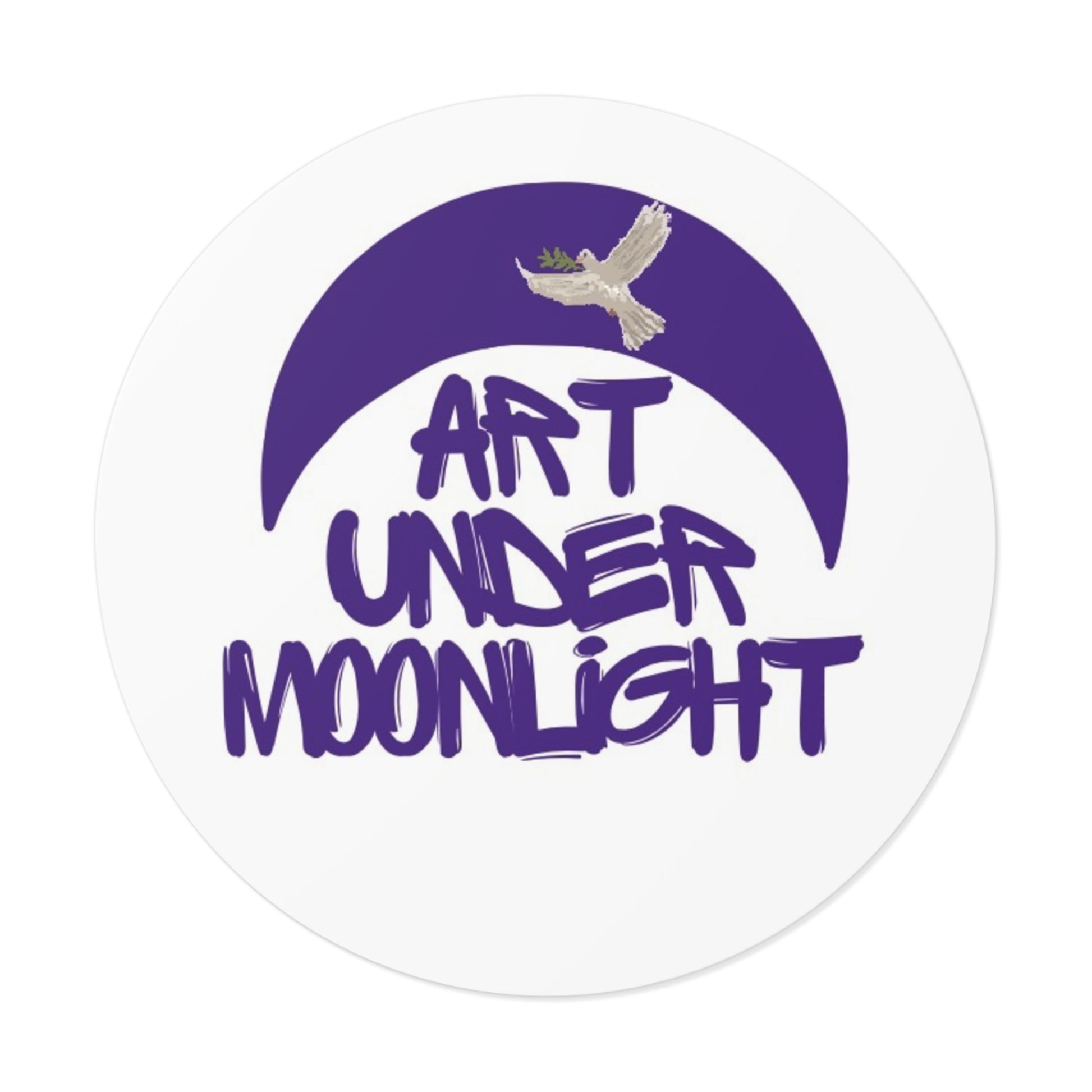 Round Vinyl Brand Stickers - art under moonlight