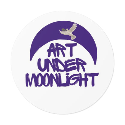 Round Vinyl Brand Stickers - art under moonlight
