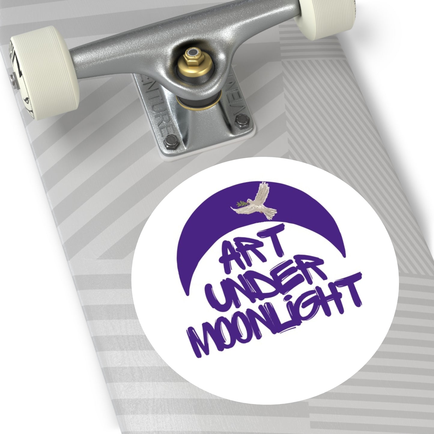 Round Vinyl Brand Stickers - art under moonlight