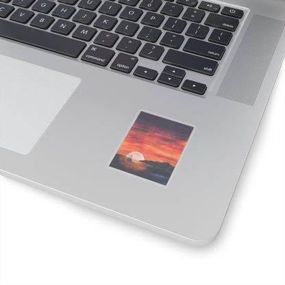 Vinyl Sticker of "Setting Sun, Rising Moon" - art under moonlight