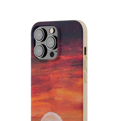 Biodegradable Phone Case Printed with "Setting Sun, Rising Moon" - art under moonlight