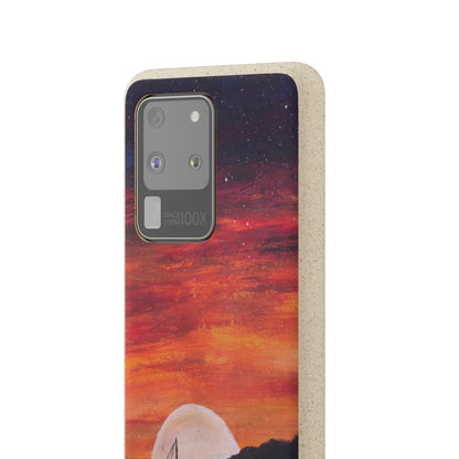Biodegradable Phone Case Printed with "Setting Sun, Rising Moon" - art under moonlight
