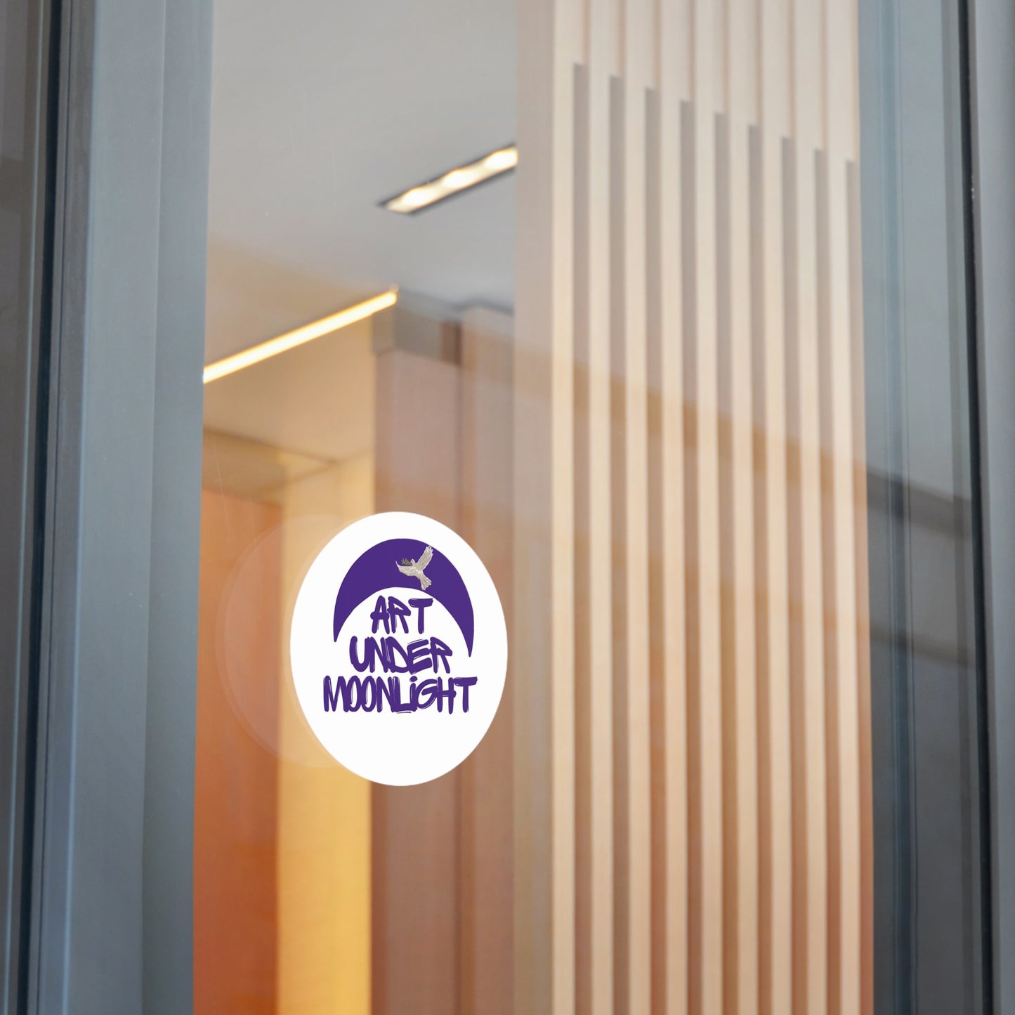 Round Vinyl Brand Stickers - art under moonlight