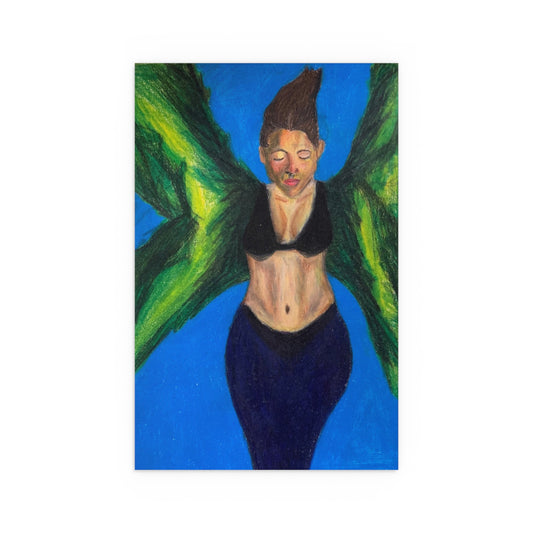 Indoor and Outdoor Silk Poster Print of “Mer-Fairy" - art under moonlight