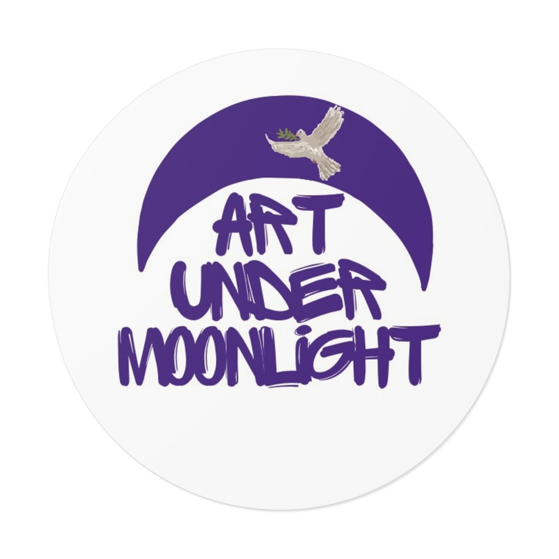 Round Vinyl Brand Stickers - art under moonlight