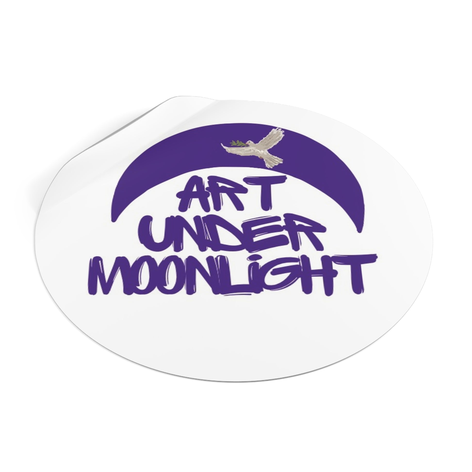 Round Vinyl Brand Stickers - art under moonlight