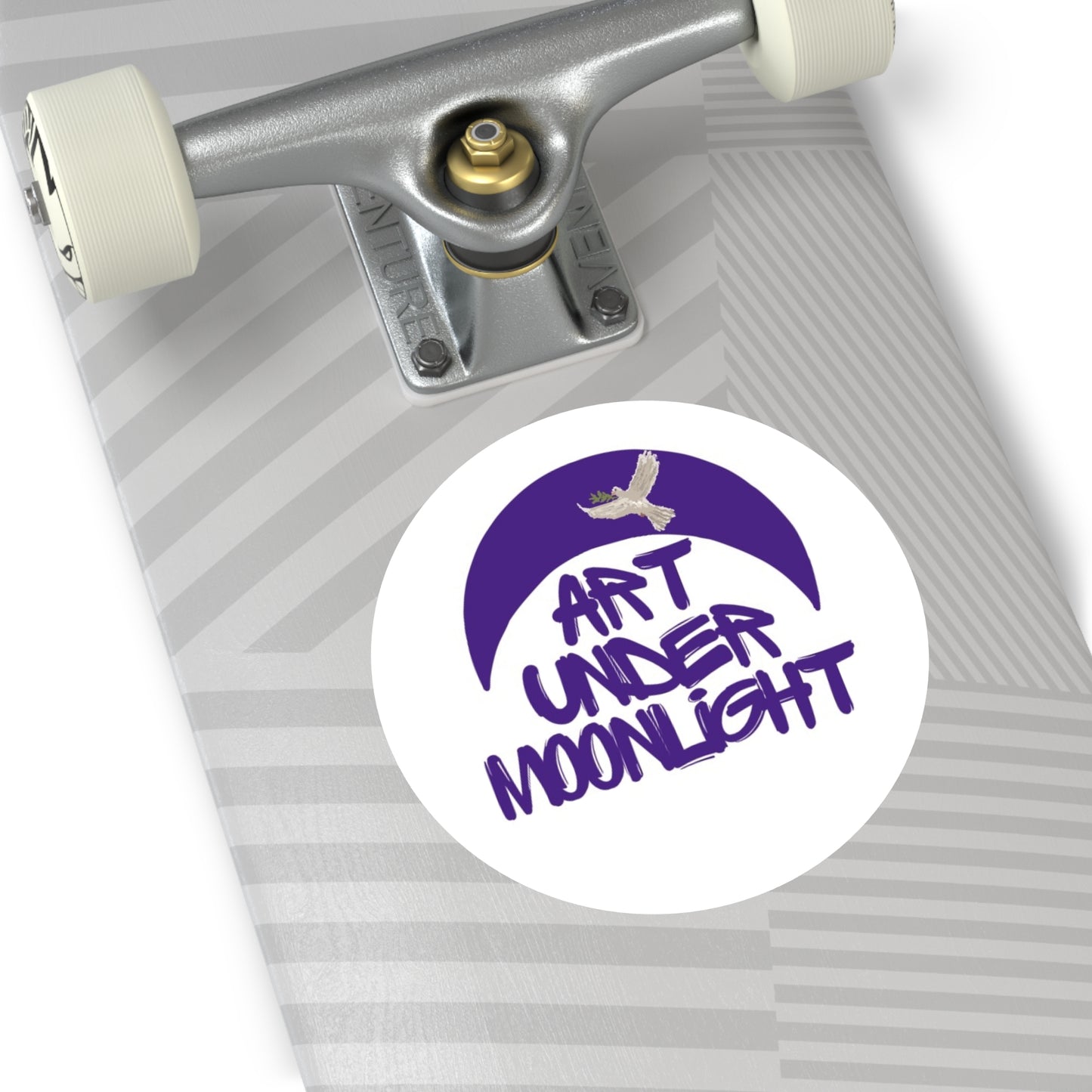 Round Vinyl Brand Stickers - art under moonlight