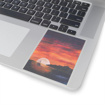 Vinyl Sticker of "Setting Sun, Rising Moon" - art under moonlight