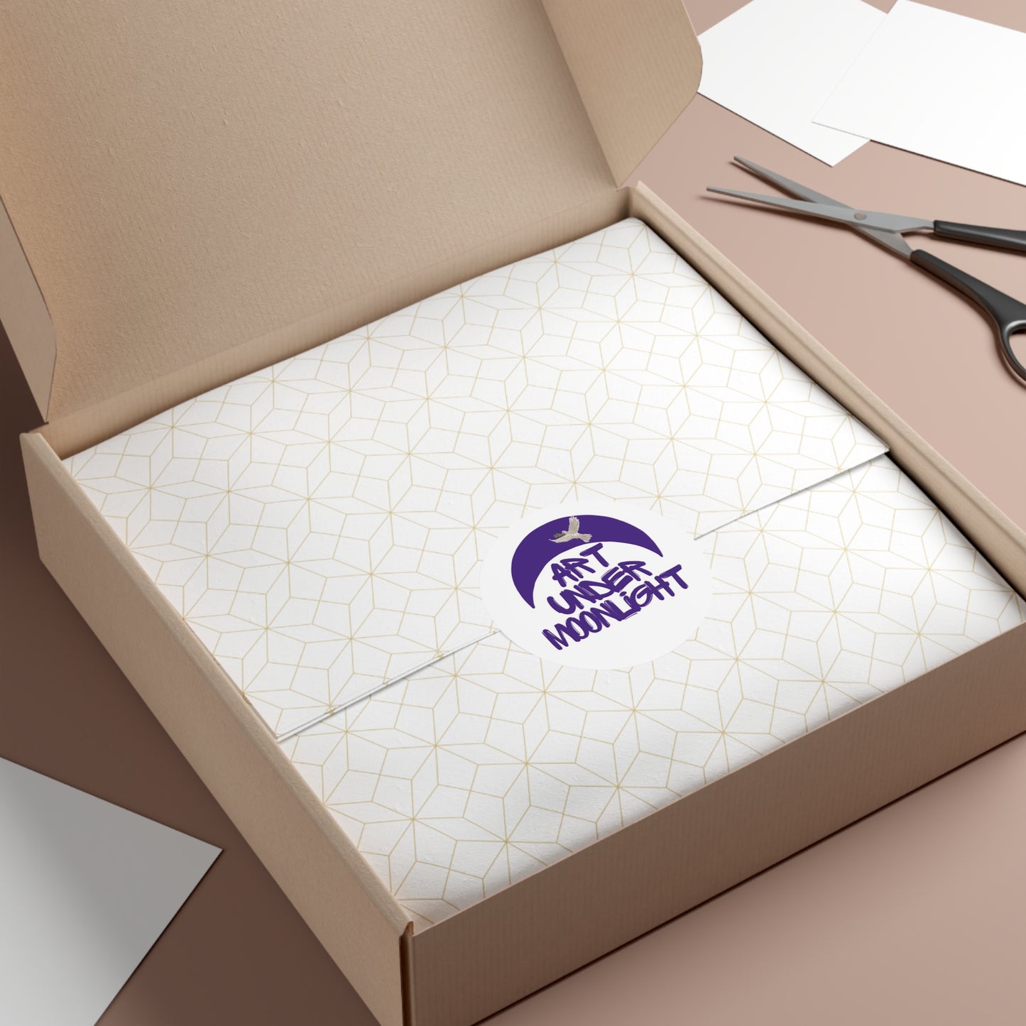 Round Vinyl Brand Stickers - art under moonlight