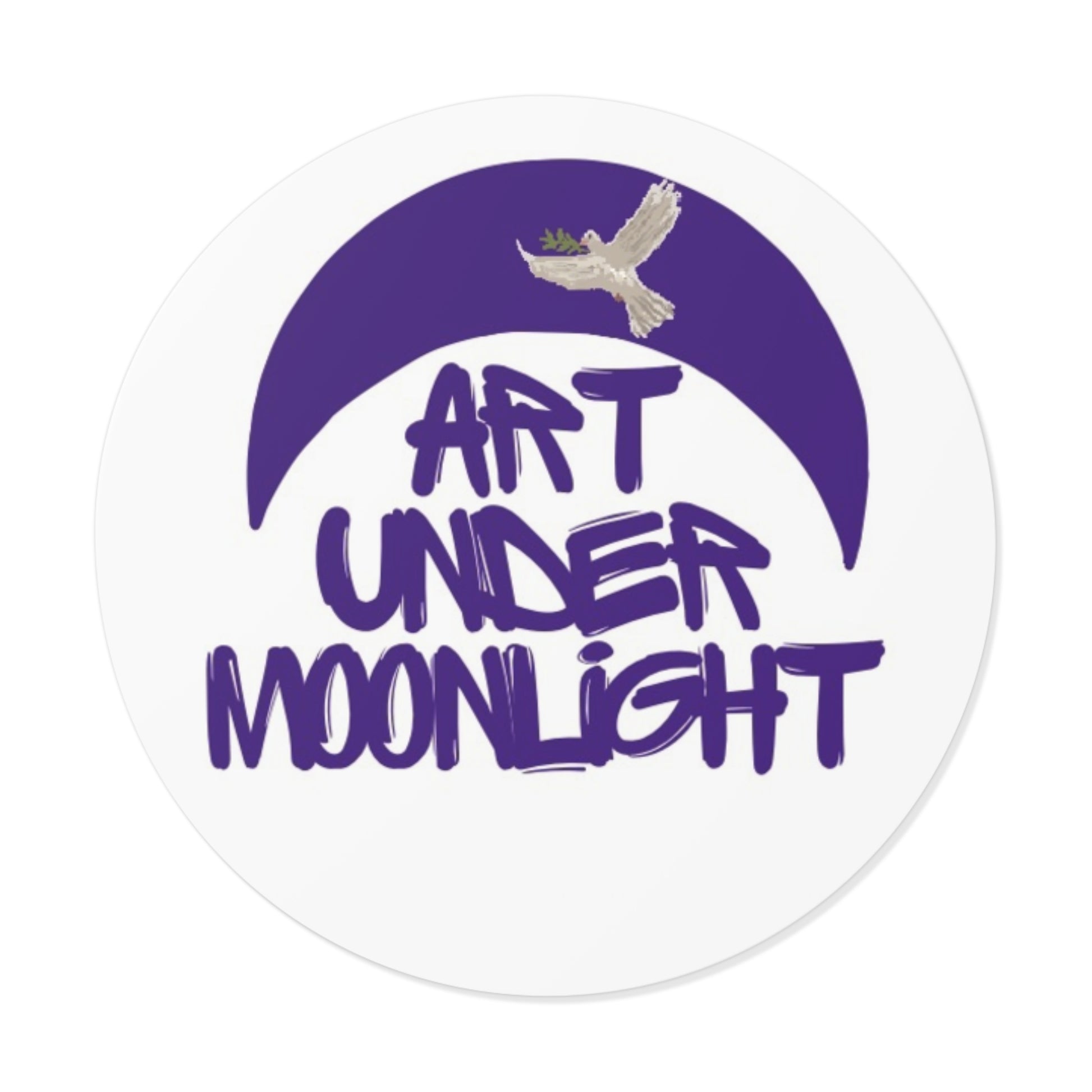 Round Vinyl Brand Stickers - art under moonlight