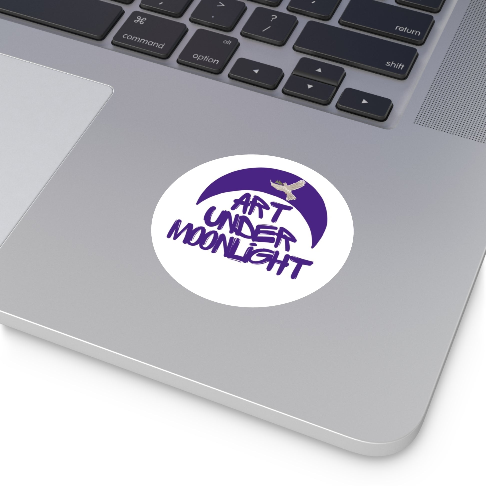 Round Vinyl Brand Stickers - art under moonlight
